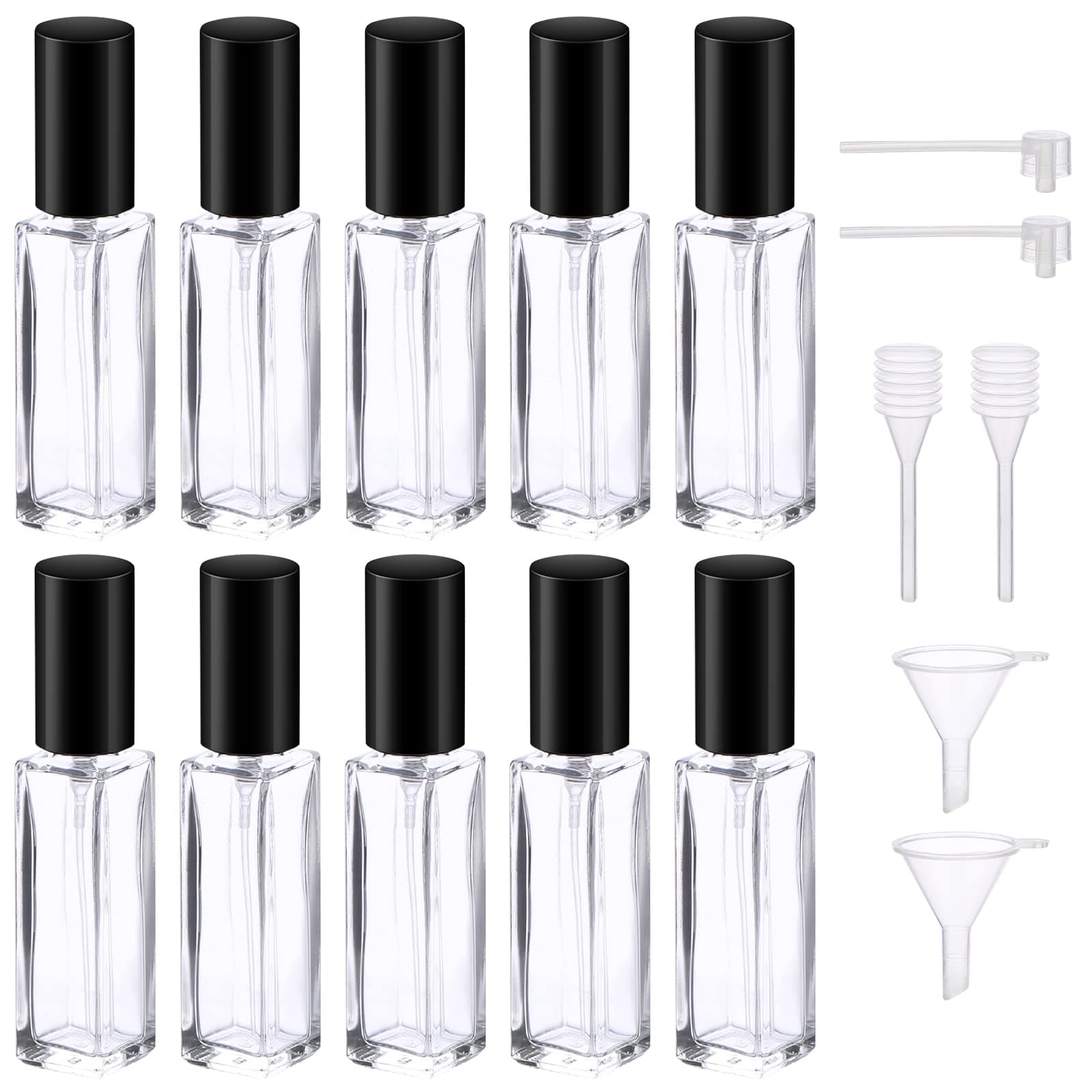 Segbeauty Perfume Atomizer Travel, 10pcs Portable Mini Refillable Perfume Bottles Kits, 10ML Scent Pump Case Empty Glass Toiletries Supplies Containers Travel Size Spray Bottles Accessories Set Clear