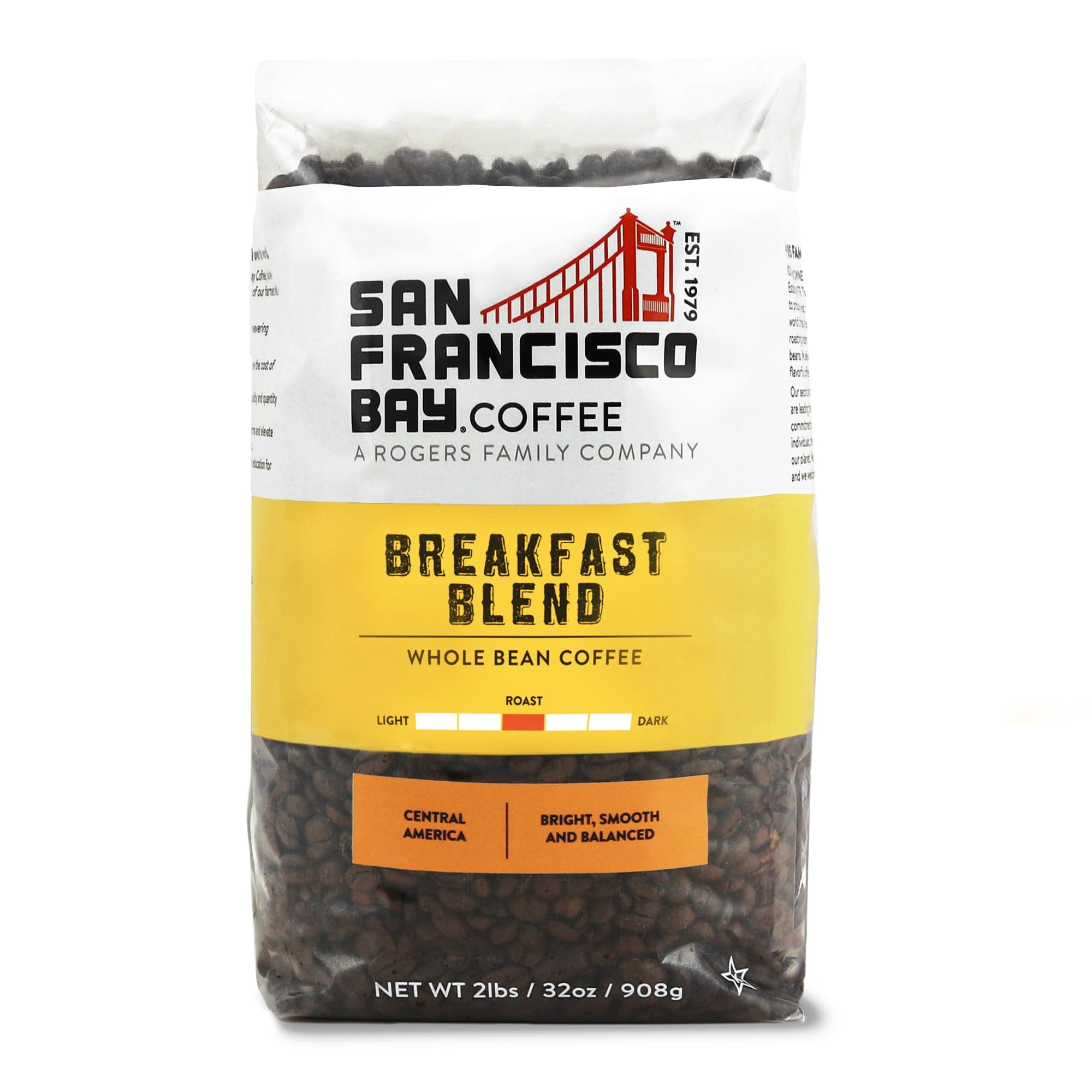 SAN FRANCISCO BAY Whole Bean Coffee - Breakfast Blend (2lb Bag), Medium Roast