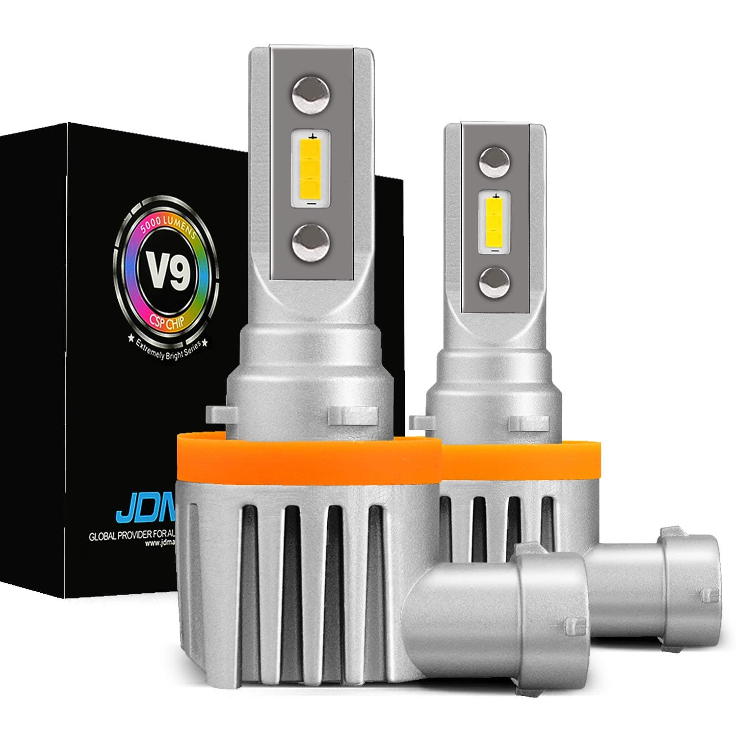 JDM ASTAR High Performance 1:1 Fanless Design Precision Lux Beam H11 H16 White LED Fog Light Bulbs-Focused Beam Pattern no Diffused and Glare