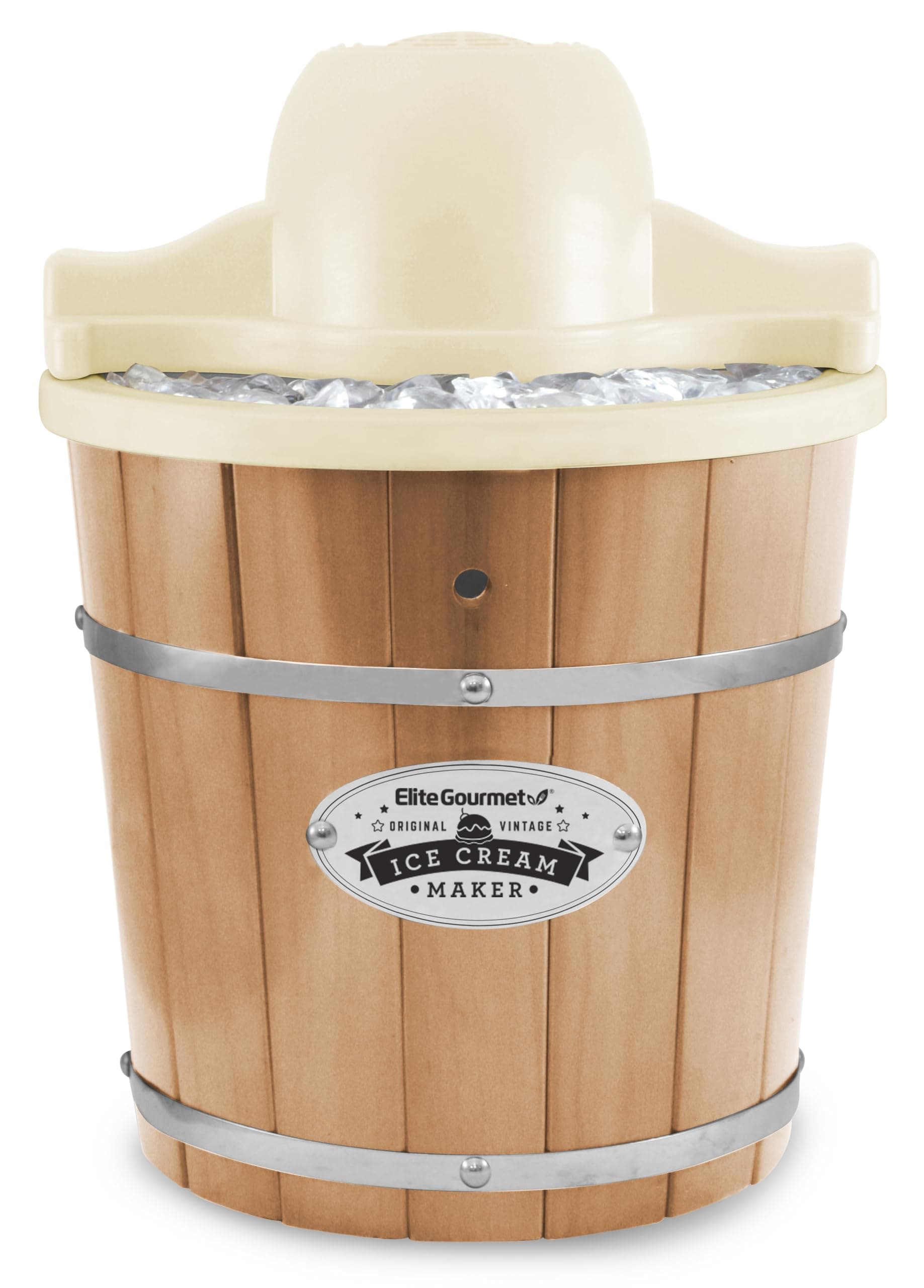 Elite Gourmet Maxi-Matic EIM-924L 4 quart Old Fashioned Electric Ice Cream Maker, Pine Bucket