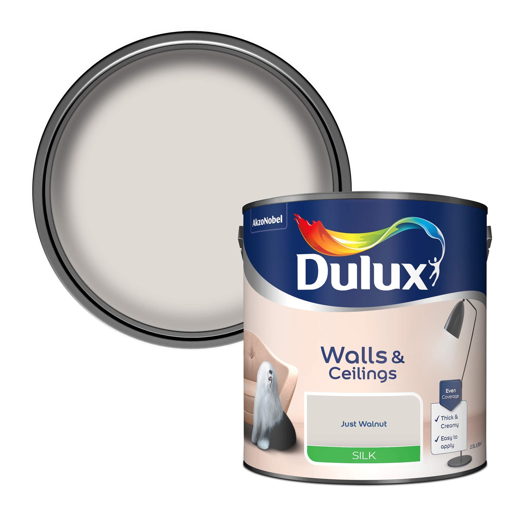 Silk Emulsion Paint For Walls And Ceilings - Just Walnut 2.5 Litres