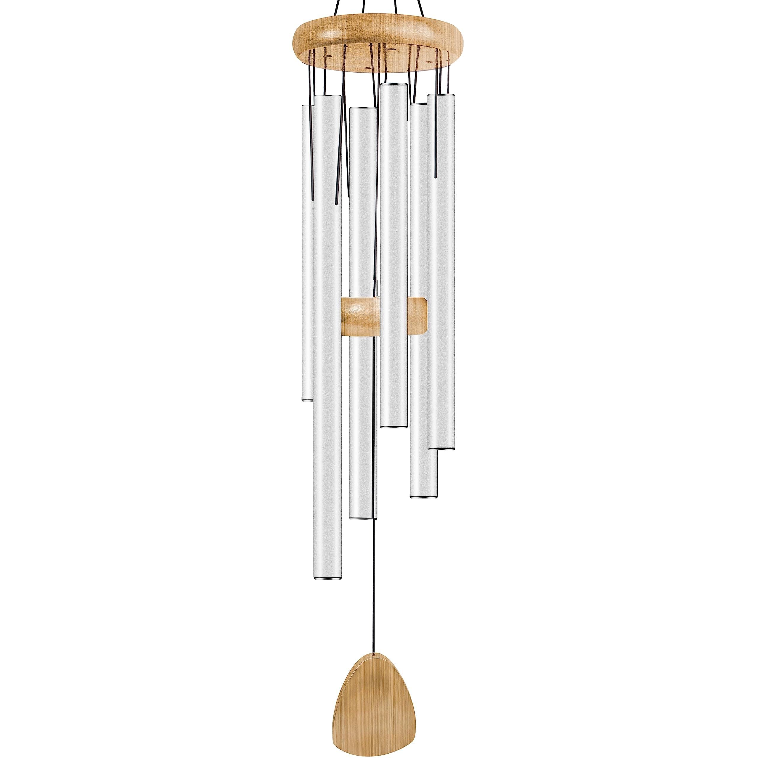 Large Aluminium Wind Chimes 37 Inches to Create a Zen Atmosphere Suitable for Outdoor, Garden, Patio Decoration. Classic Wind Chimes with Wind Catcher Suitable as A Gift for Unisex(White)