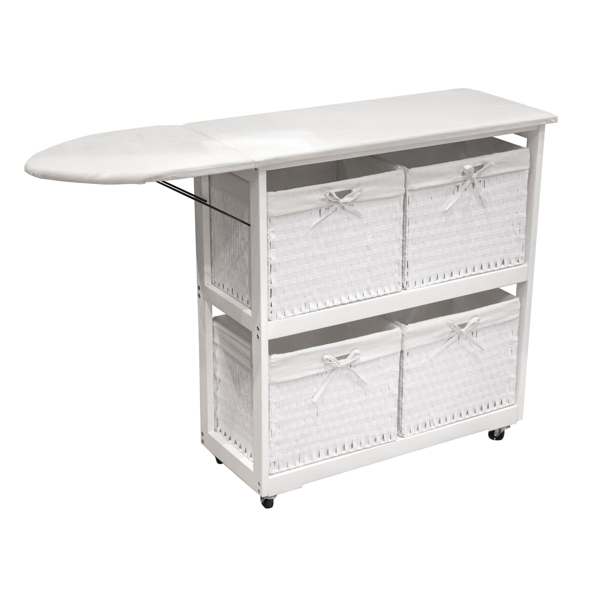 SpaceMaster Corner Housewares Portable Ironing Board with Laundry Baskets, White