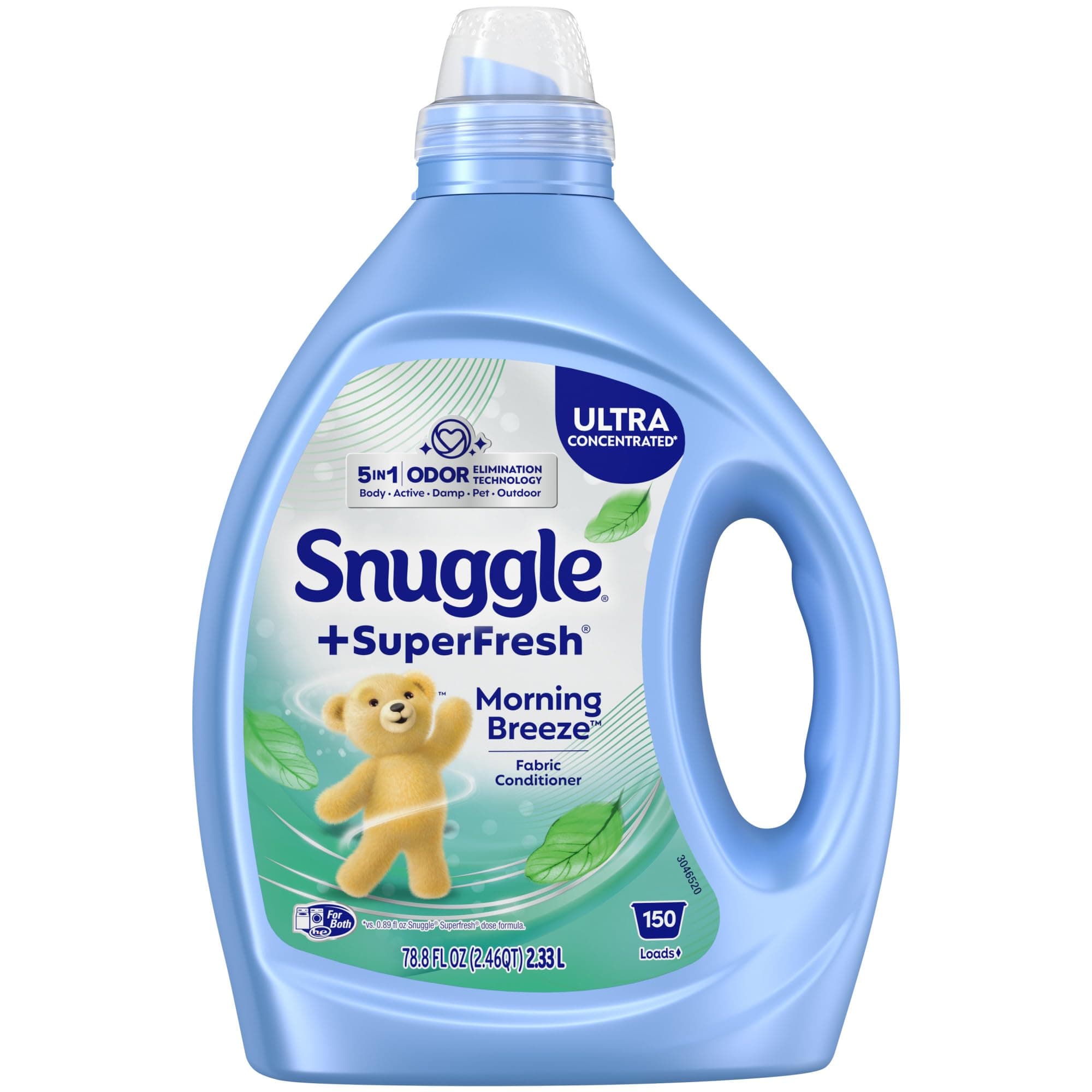 Snuggle SuperFresh Fabric Softener Liquid, Ultra Concentrated, 78.8 Oz, 150 Medium Loads, Morning Breeze Fabric Conditioner, Lasting Scent, Fights Stubborn Odors, Softens, Reduces Static & Wrinkles