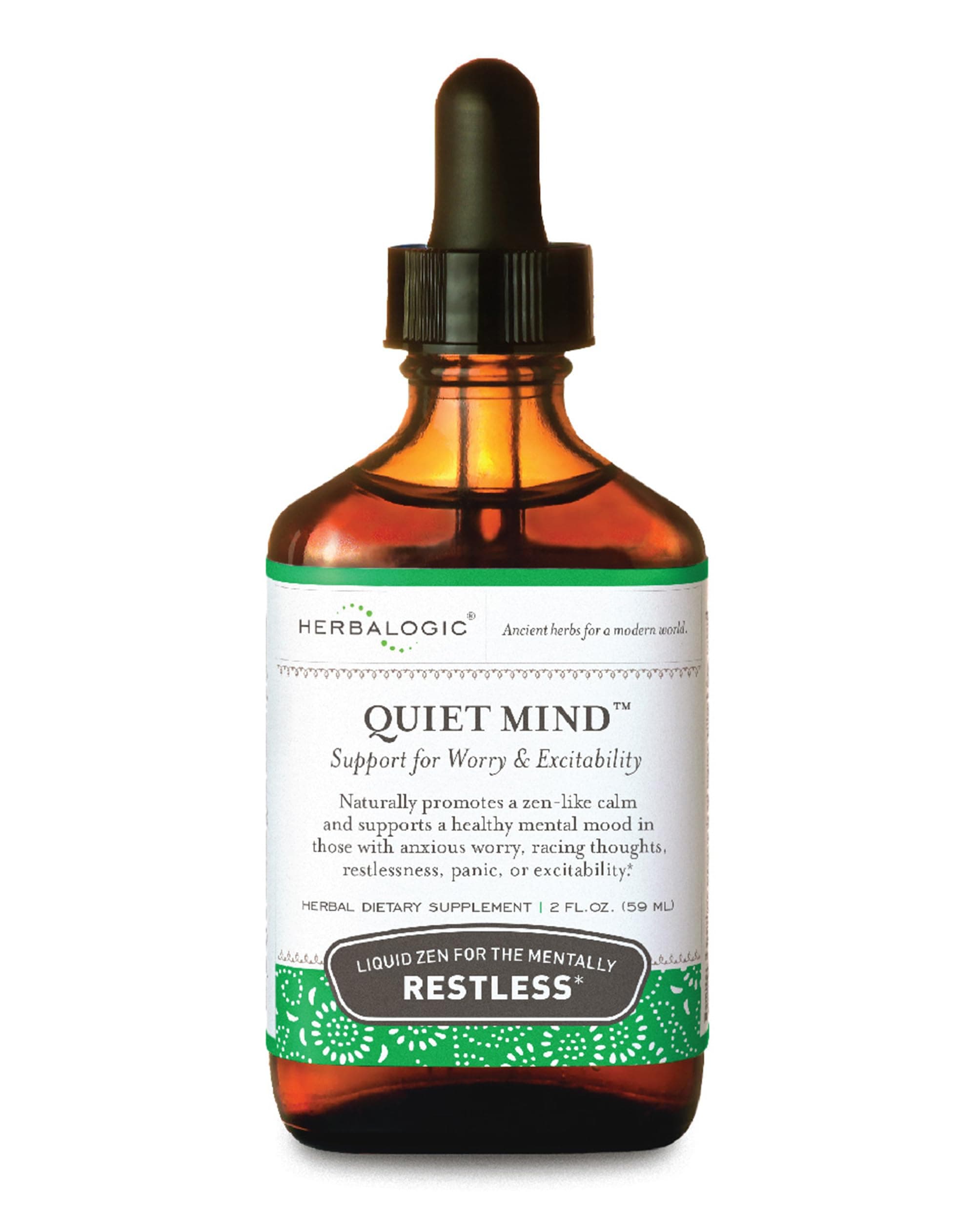 Herbalogic - Quiet Mind Liquid Herb Drops - Non-Sedating, Promotes a Feeling of Zen-Like Calm - Eases Worry and Panicky Mood - Based on the Traditional Chinese Formula GUI Pi Tang - 2 Fl. Oz.
