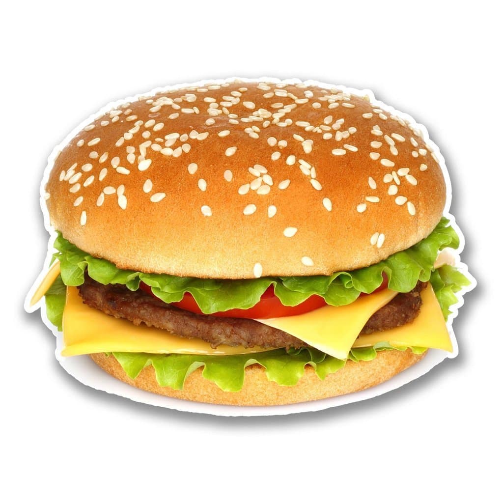2 x 10cm/100mm Cheeseburger Burger Window Cling Sticker Car Van Campervan Glass #6290
