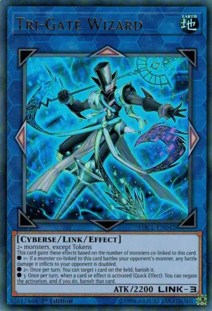 Yugioh 1st Ed Tri-Gate Wizard SDCL-EN042 Ultra Rare 1st Edition Cyberse Link Cards.