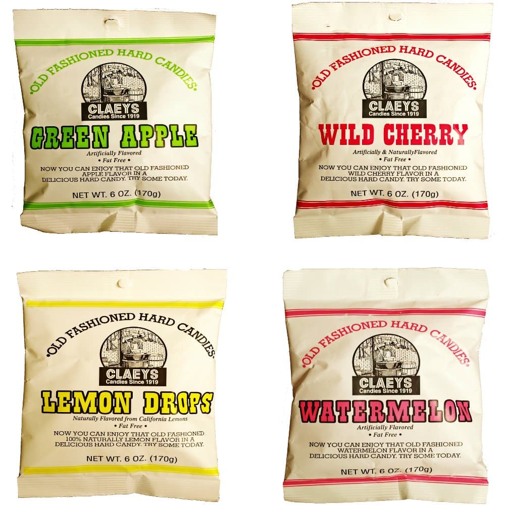 Old Fashioned Hard Candy - Variety 4 Pack - Apple, Cherry, Lemon, and Watermelon - Since 1919