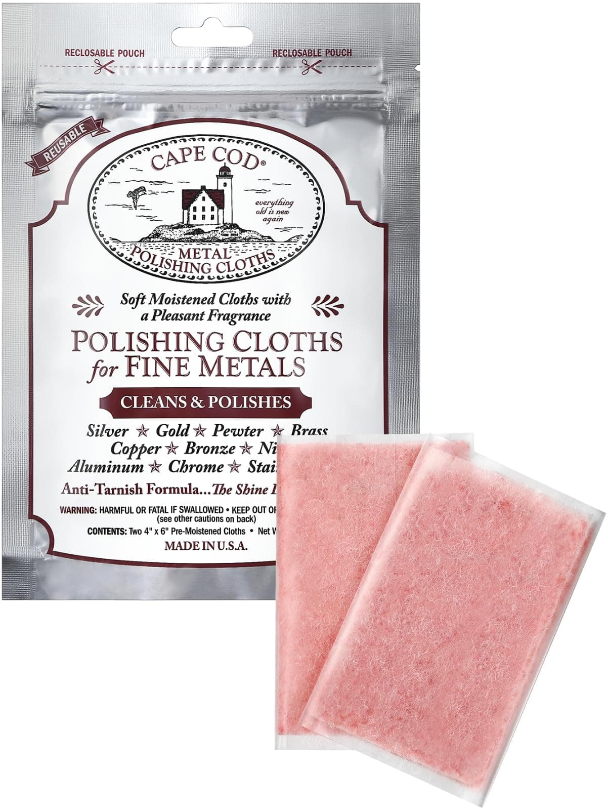 Cape Cod Metal Polishing Cloths Foil Pouch 0.53oz