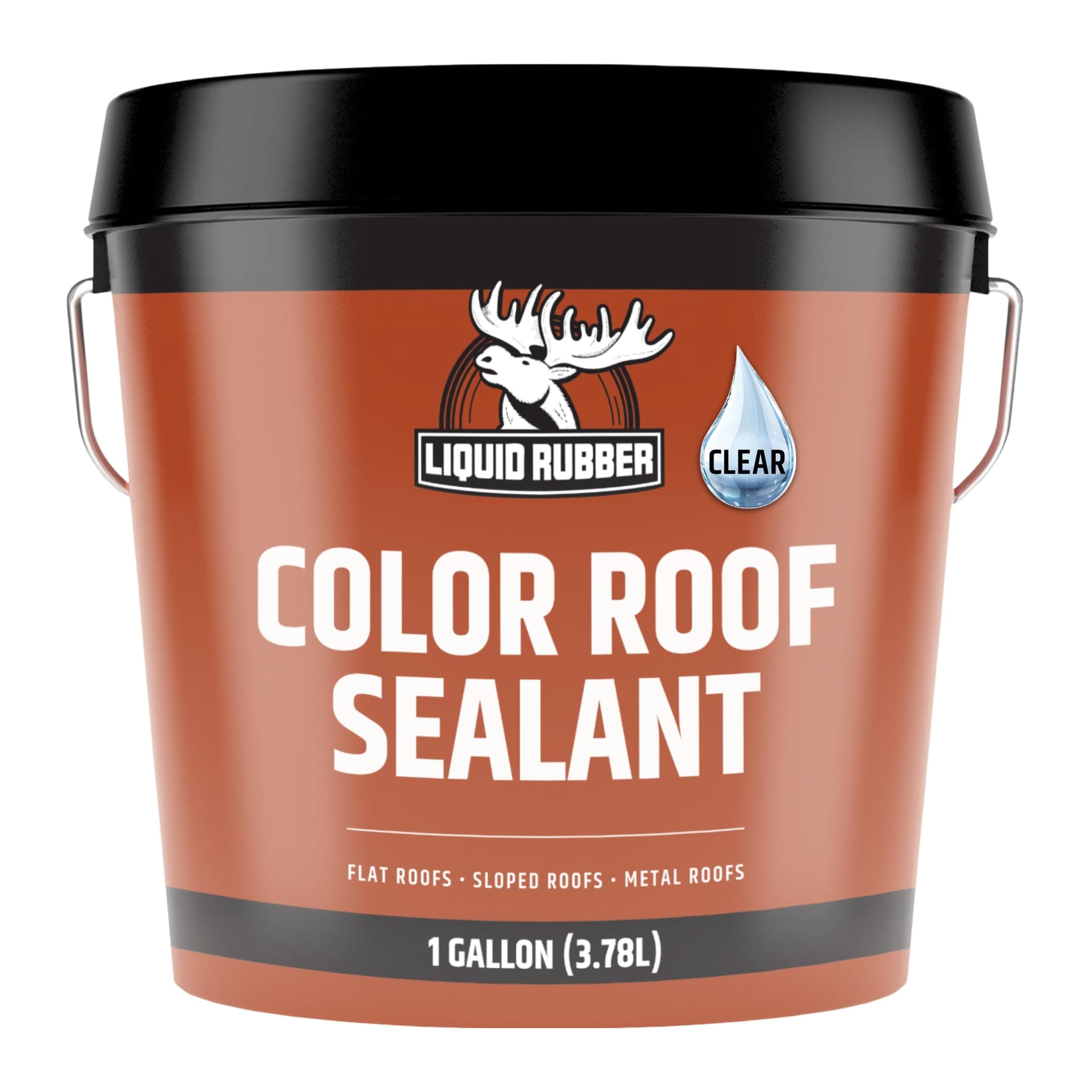Liquid Rubber Color Roof Sealant- Elastomeric Waterproof Coating for Flat, Low-Slope & Metal Roofs, Flexible UV-Stable Membrane, Clear, 1 Gallon