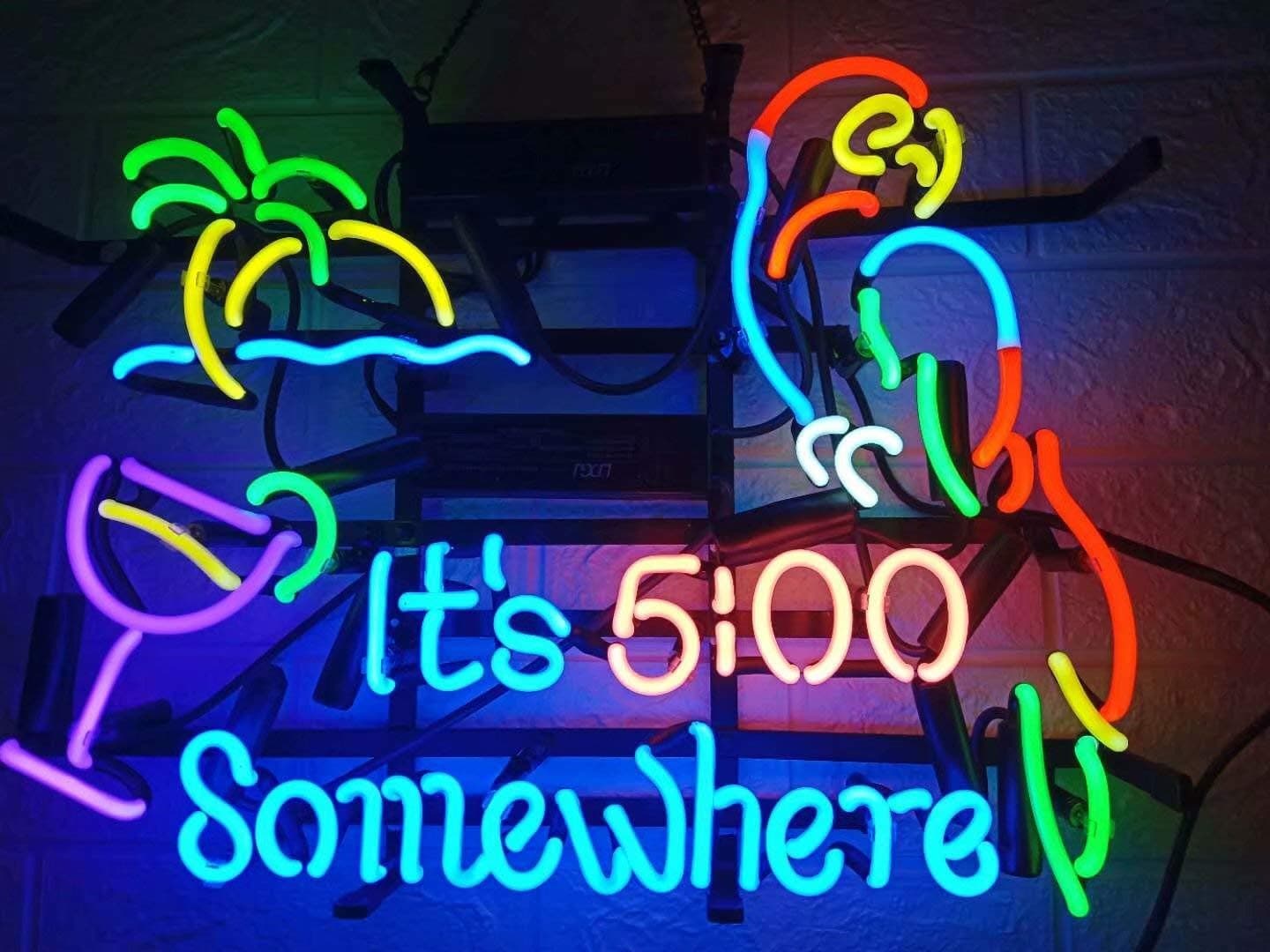 LDGJ Authentic Neon Gas Neon Signs its 5 o'clock somewhere Bar Pub Recreation Lights Wall Genuine Neon Lighting for True Retro Vibes Gifts