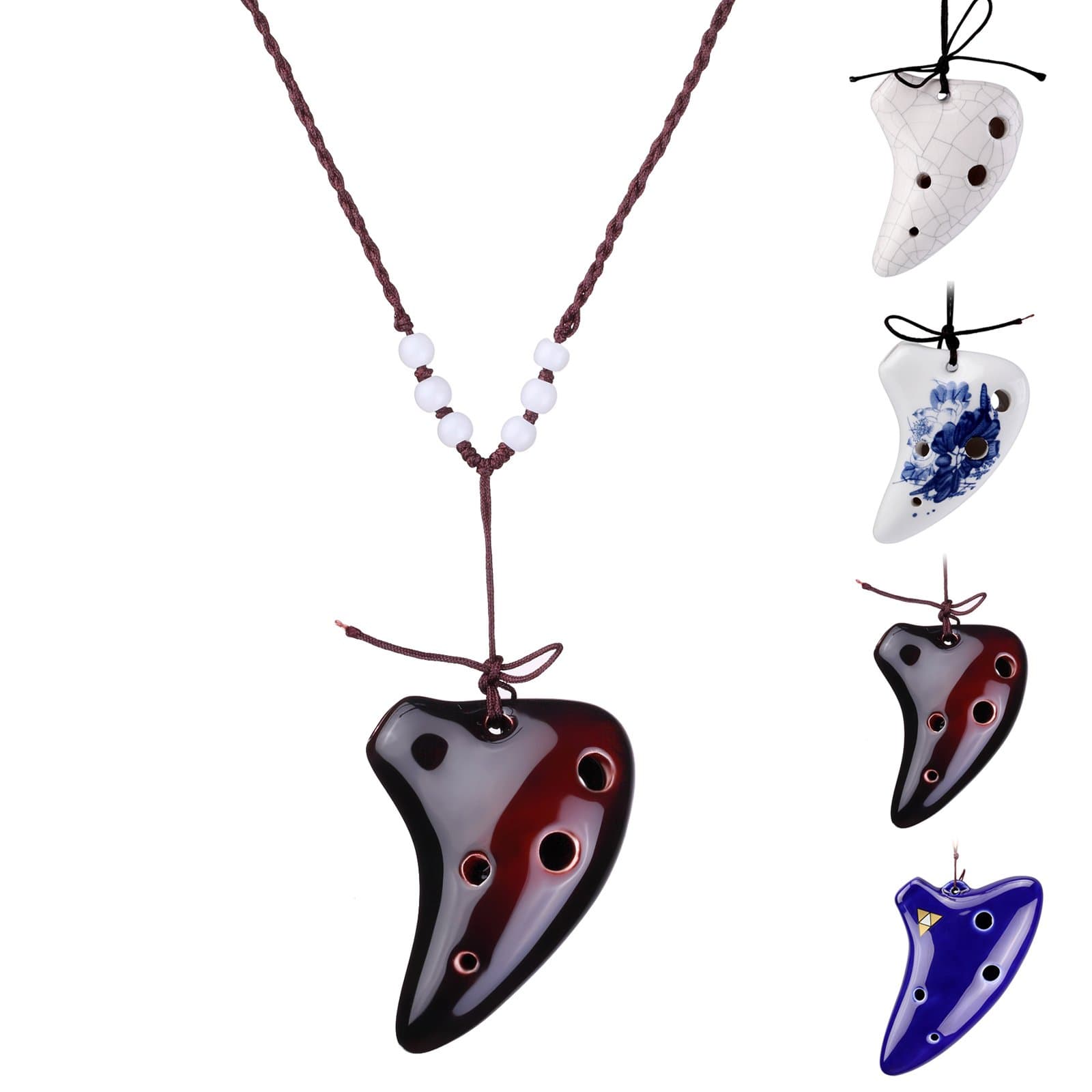 6 Hole Ceramic Strawfire Mini Ocarina with Free Tutorial Songbook (Coffee)