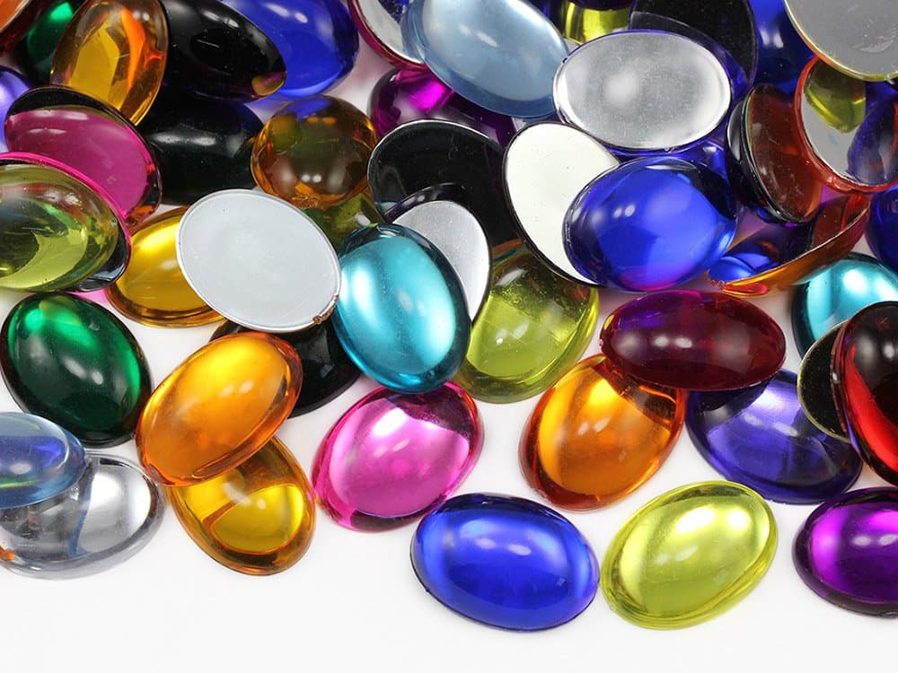 25X18mm Assorted Flat Back Oval Acrylic Cabochons Rhinestones Plastic Gems Embellishments for Crafts, Costumes, Card Invitations, Jewelry, Cosplay - 72 Pcs