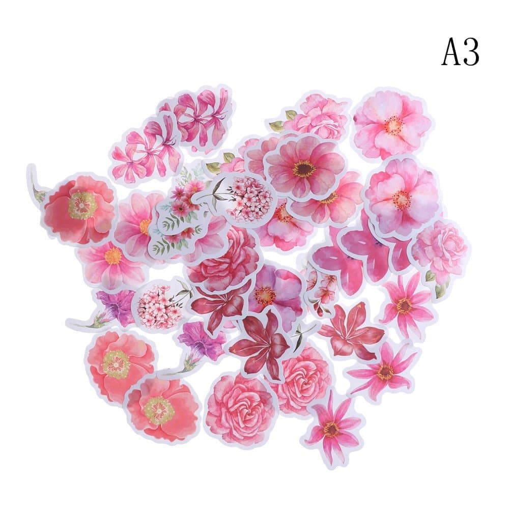Wetrys 45 Pcs/Pack Various Special Shaped Stickers Flower Series Decals for Personalize Laptops,Skateboards,Luggage,Cars,Bumpers,Bikes,Bicycles,Books