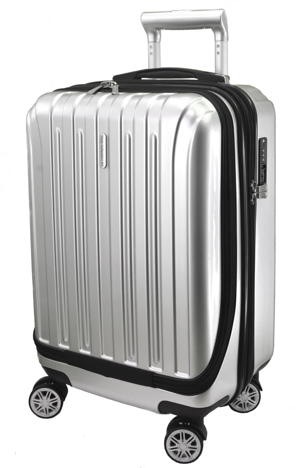 Luggage 20” Carry-on Expandable Spinner Trolley with pocket for computer (Silver)