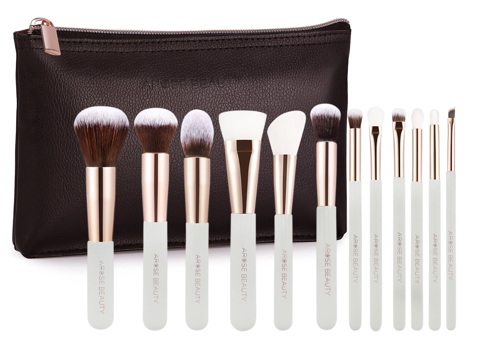 Professional Luxury Rose Gold 12pc High Quality Soft Makeup Brush Set - White Rose