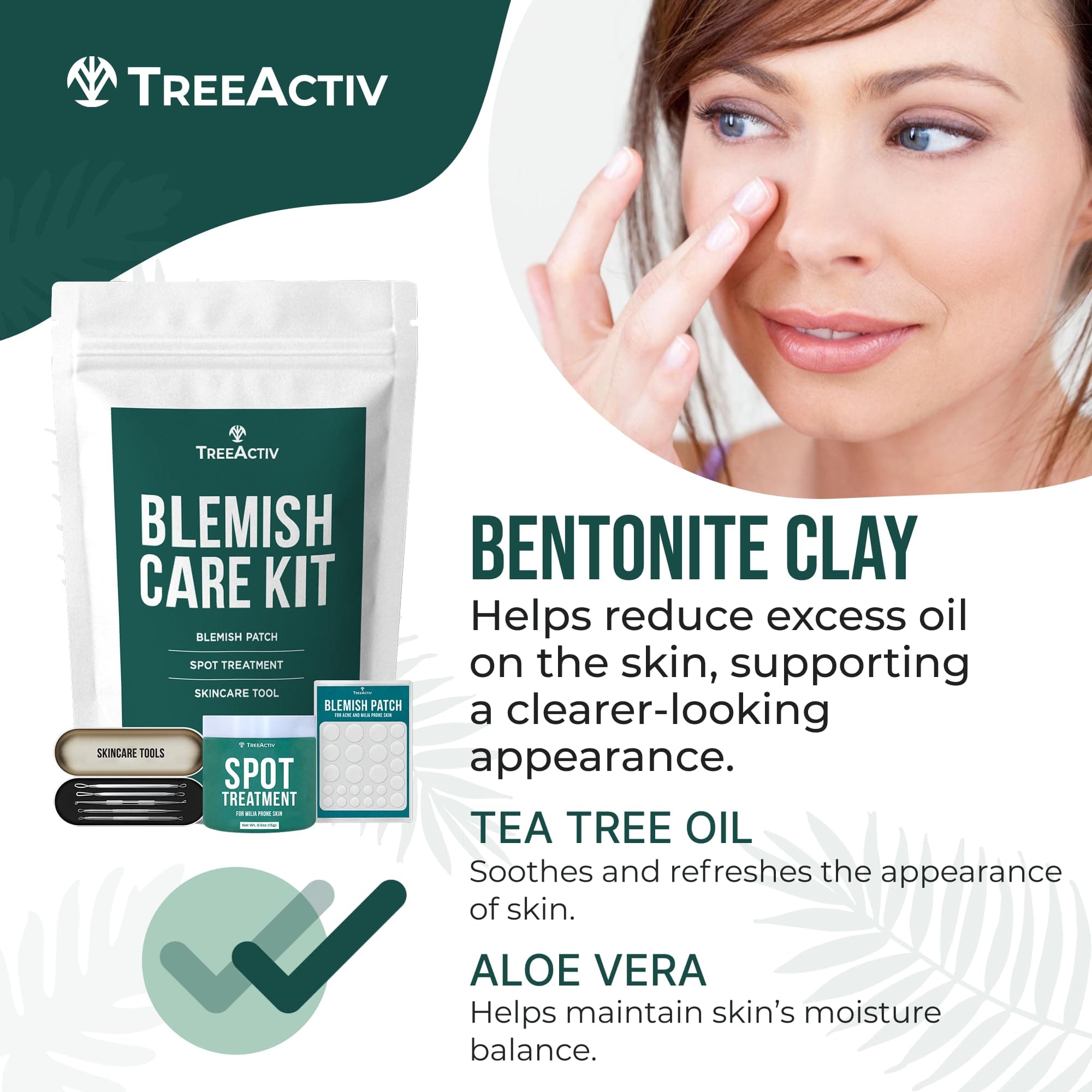 Treeactiv Milia & Acne Spot Treatment 3 Items Tool Kit, Eye Remover Treatment, Includes 0.5Oz Overnight Cream With Bentonite Clay And Aloe Vera, Extractor Kit Treat
