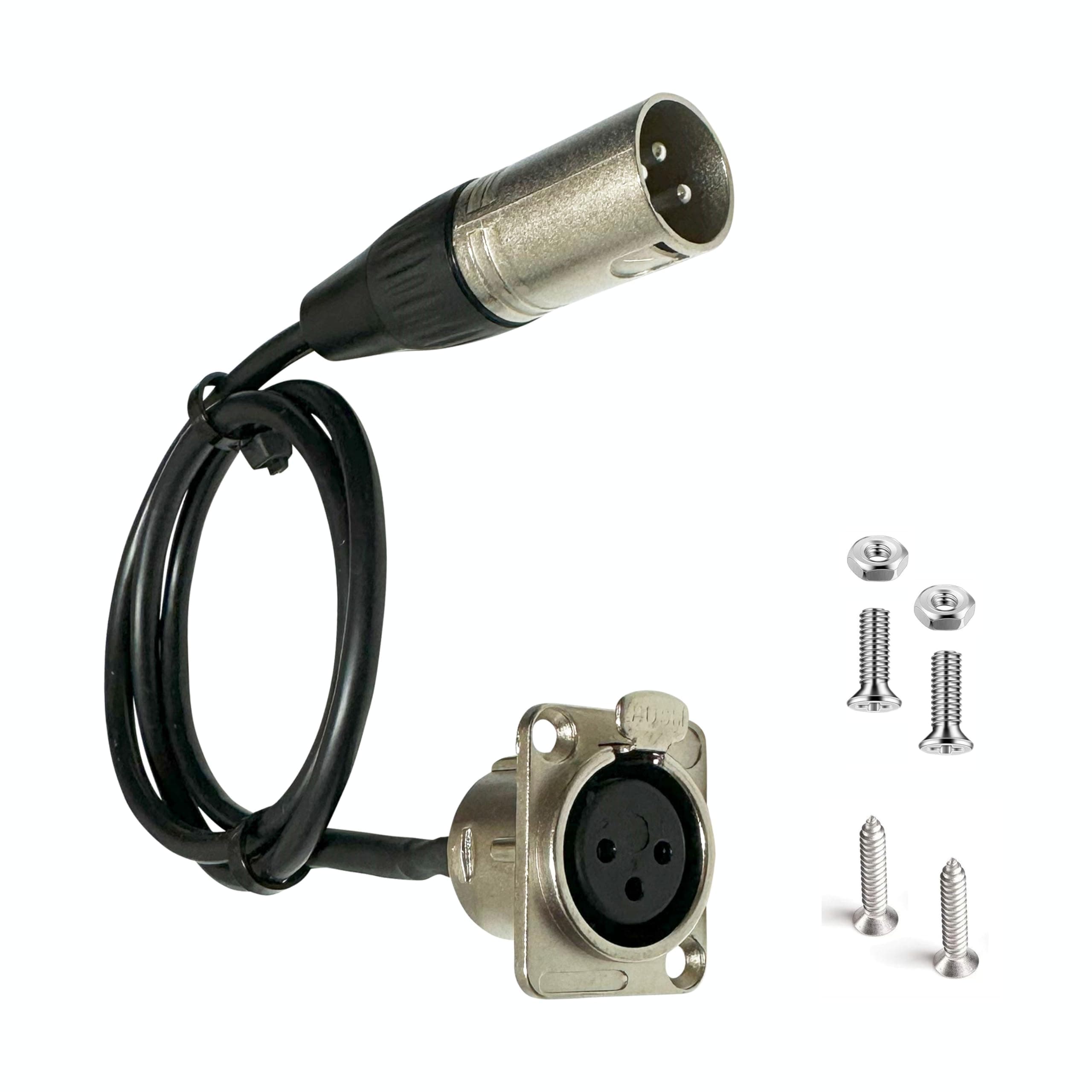 DIYTECH Premium XLR Pass Through Cable, No Solder, for Stage Box, Patch Panel, Floor Box - No Solder for Pro Audio Installations (Female to Male)