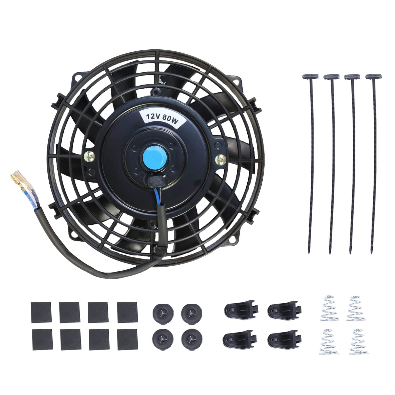 7" Electric Radiator Cooling Fan Assembly Kit,High Performance Cooling Radiator Fan with 12V 80W 800 CFM Mount Kit Universal Black