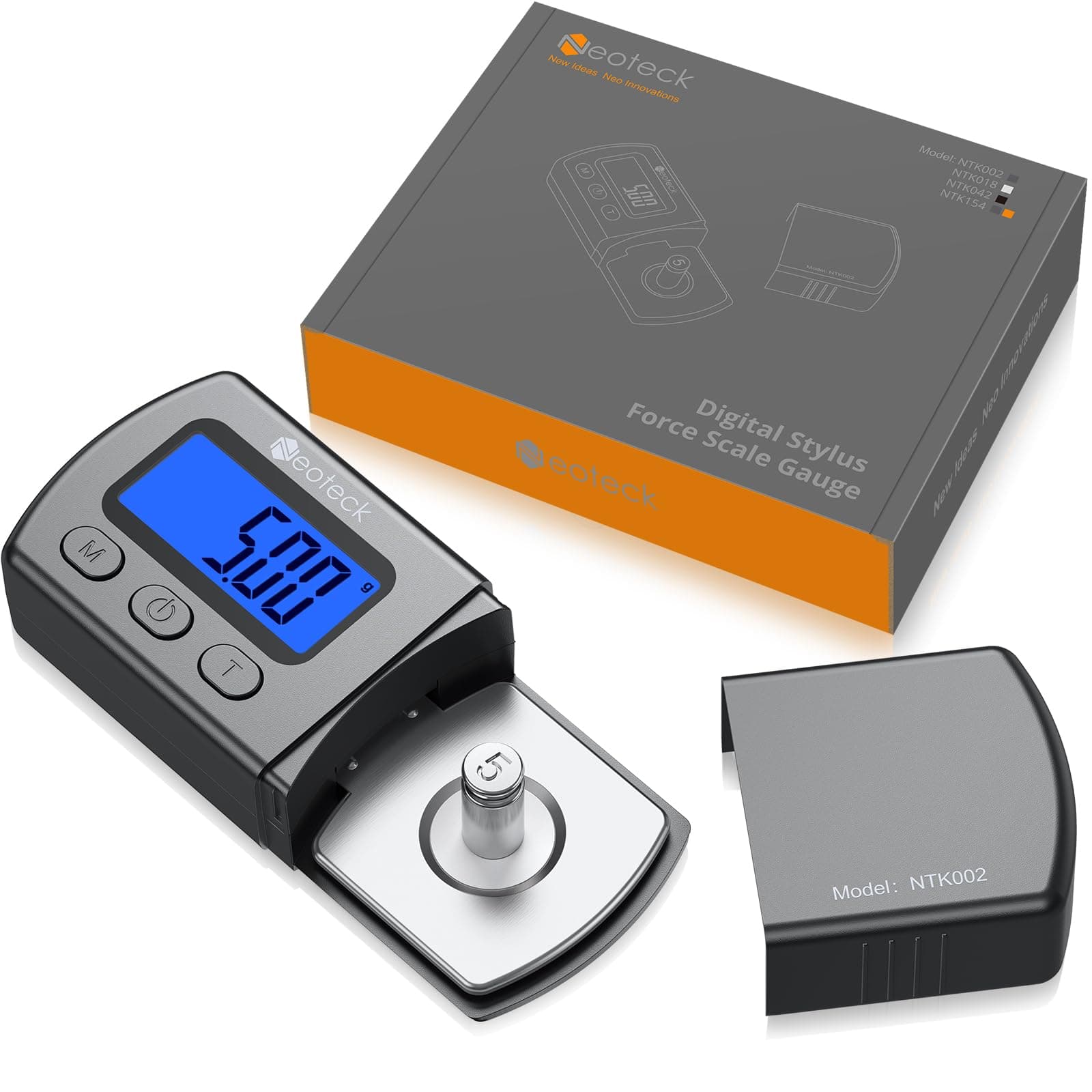 Neoteck Digital Turntable Stylus Force Scale Gauge 0.01g/5.00g with Blue LCD Backlight and 5g Calibration, Stylus Pressure Gauge for Tonearm Phono Cartridge
