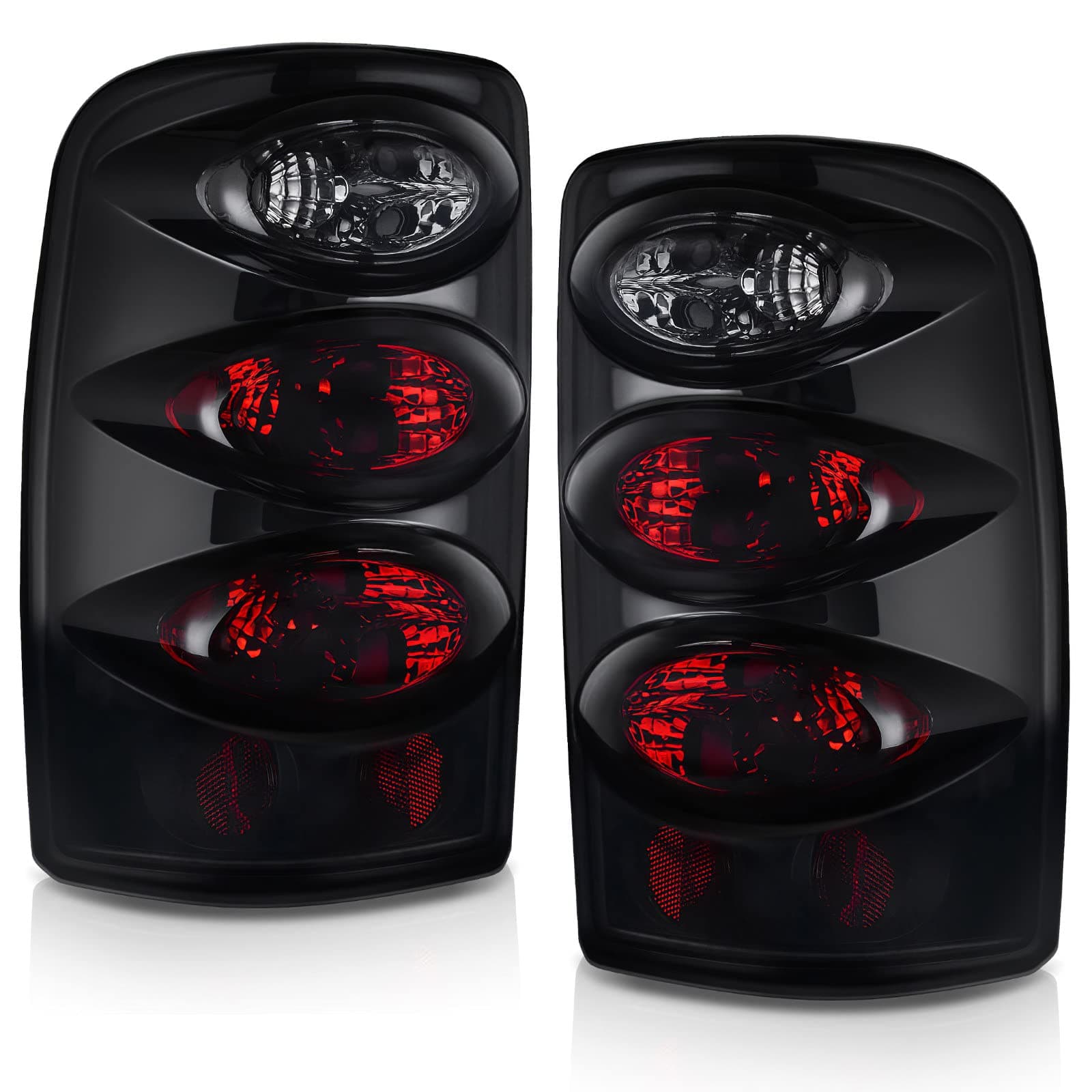 DWVO Taillights Tail Lamps Compatible with 2000 2001 2002 2003 2004 2005 2006 Chevy Suburban Tahoe GMC Yukon SLT (XL) Black Smoke (Do Not Fit Barn Door Models - ONLY FITS LIFT GATE MODELS)