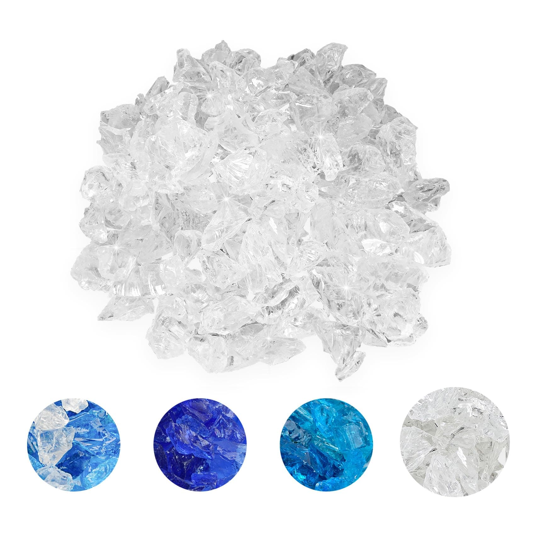 10-Pound Recycled Fire Glass for Fire Pit/Fireplace/Vase Fillers/Garden Landscapes, Ice Clear