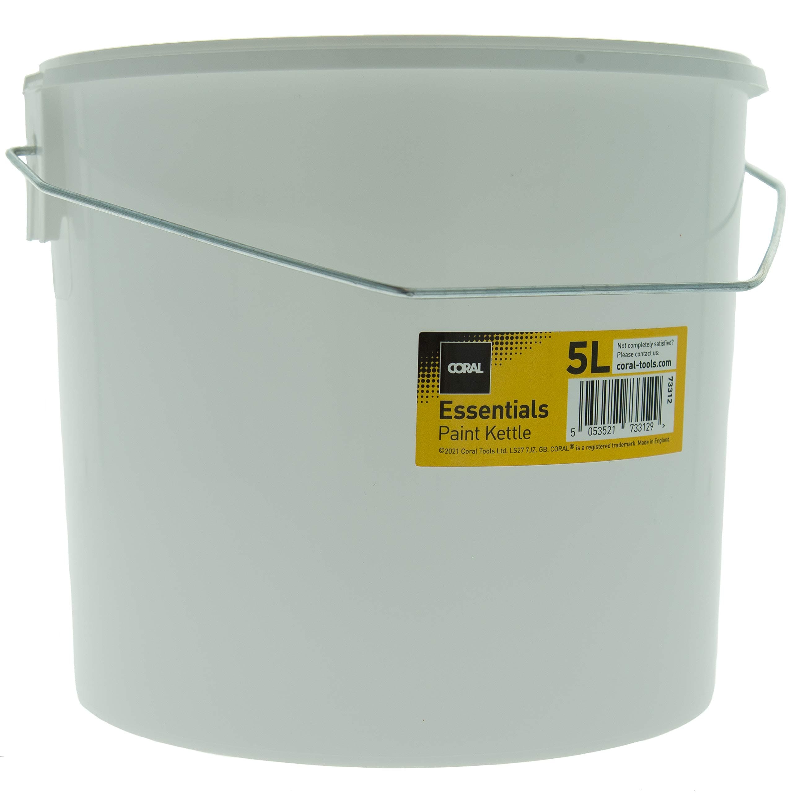 Coral 73312 Essentials Plastic Paint Kettle Container with Metal Handle for Paints and Paste, White, 5 Litre