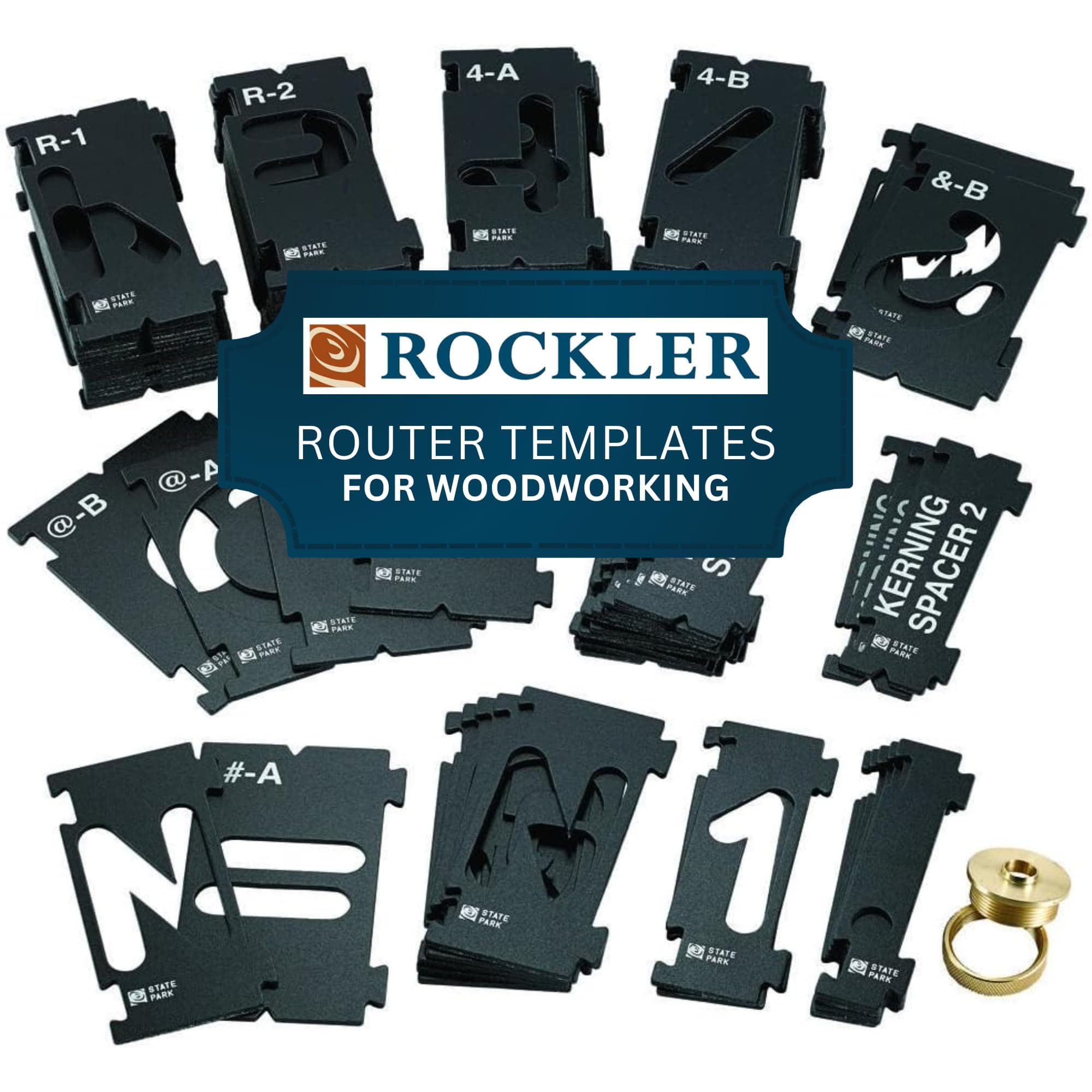 Router Letter Template Set (3-3/8” - 99 Pieces) – State Park Font Letter Router Template – Interlocking Sign Making Templates w/Letters, Numbers, Symbols - Interlock Signmaker's Templates