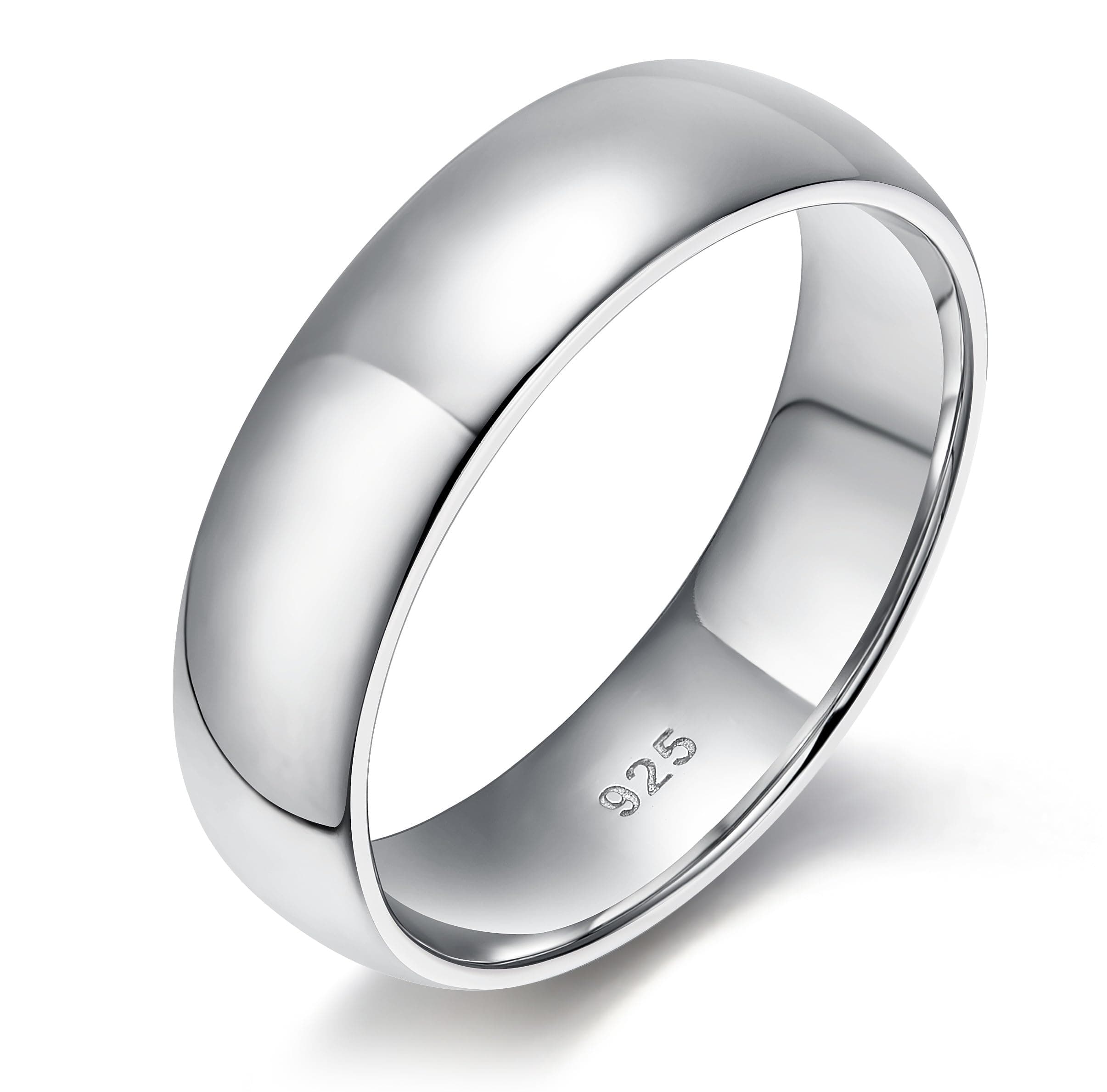 2mm 4mm 6mm 925 Sterling Silver Ring High Polish Plain Dome Wedding Band Comfort Fit Size 3-13