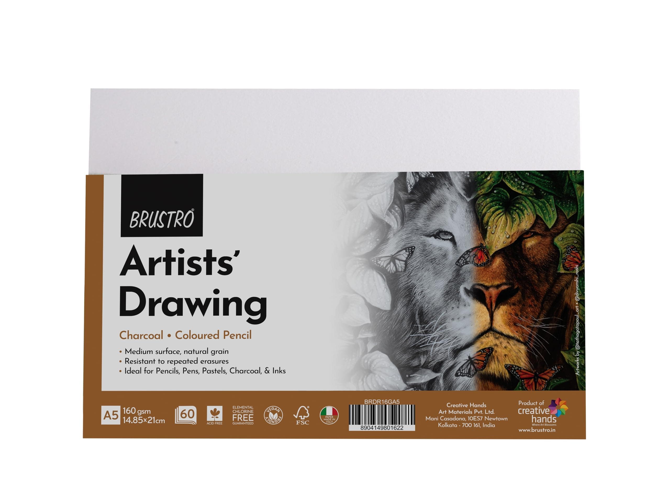Artists Drawing Paper 160 GSM A5 Size, Pack of 60 Sheets. Ideal for Students,Adults, Coloring, Art, Craft, Natural Grain, Graphite, Charcoal, Pastels, Sketching, Shading, Drawing and Portrait
