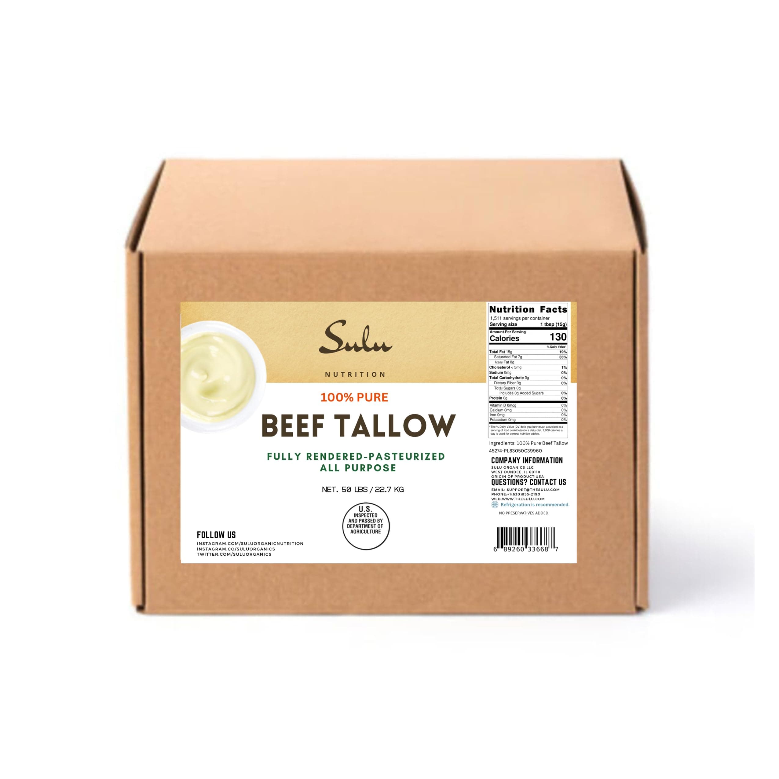 - 50 lbs 100% Pure Rendered All-Purpose Beef Tallow-Food Grade- Fully Rendered- USDA Inspected