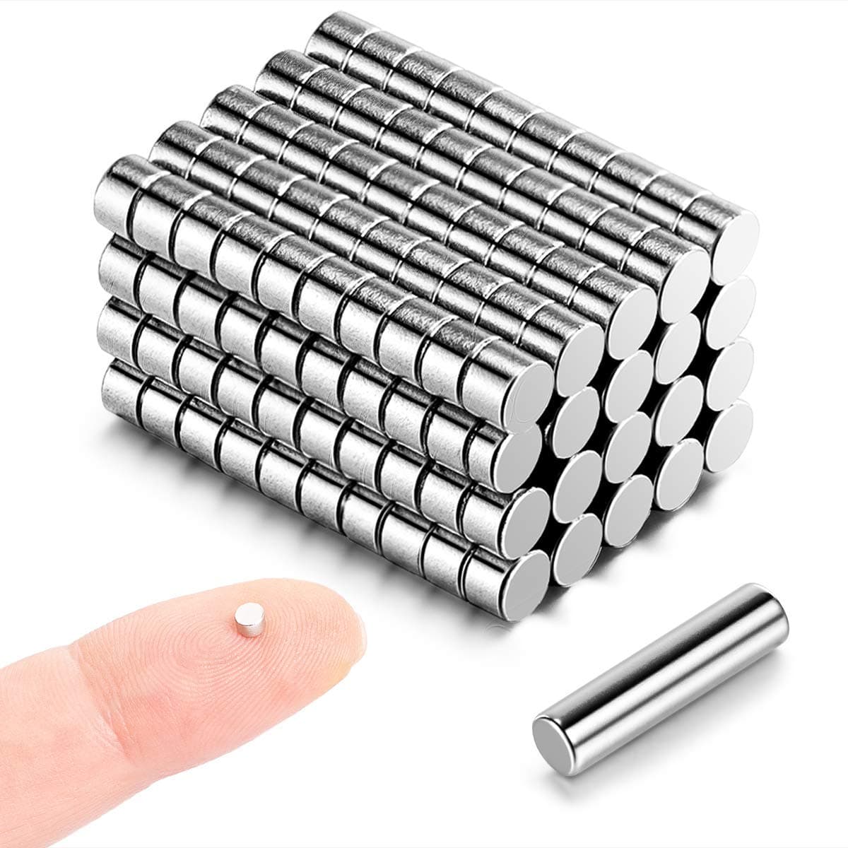 Tiny Magnets - 200pcs 3mm x 2mm Round Magnets for Crafts, Miniatures & Models - Comes with Storage Case