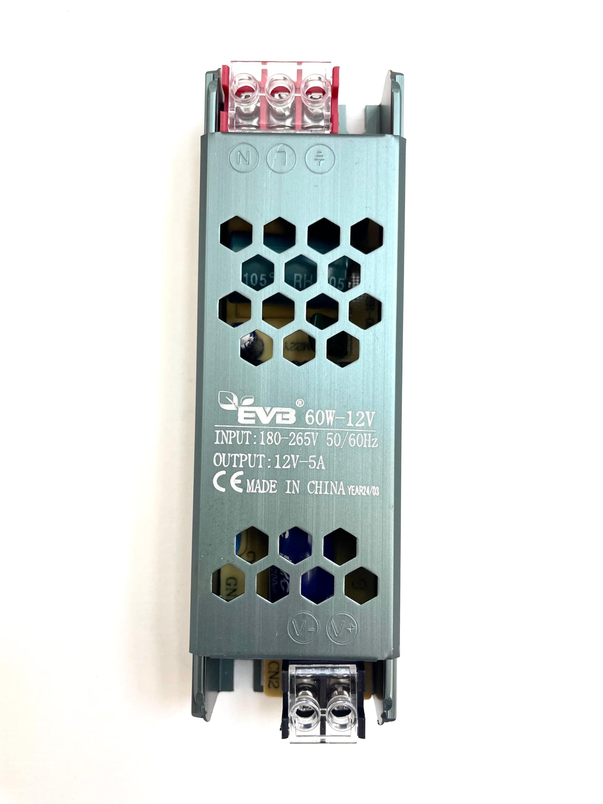 60W LED Driver Power Supply, 12V DC Output, 5A, AC 220/230V Input, Constant Voltage, Slim Design, for LED Strip Lights, Bulbs, Indoor Lamps