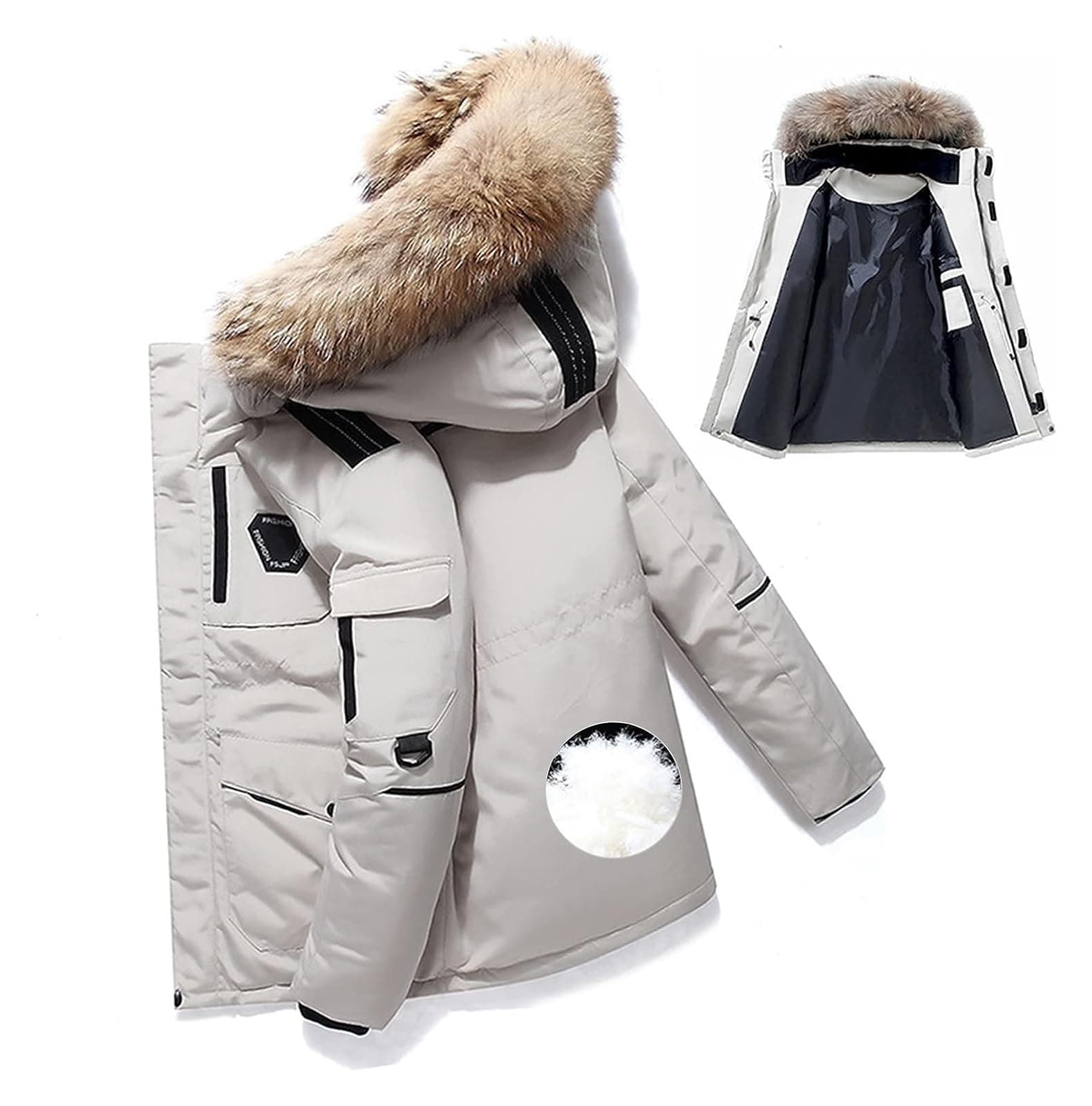 Men's Down Jacket Big Goose Autumn And Winter Thickened Coat Canada Style Warm Snow Coat (Color : White, Size : XL)