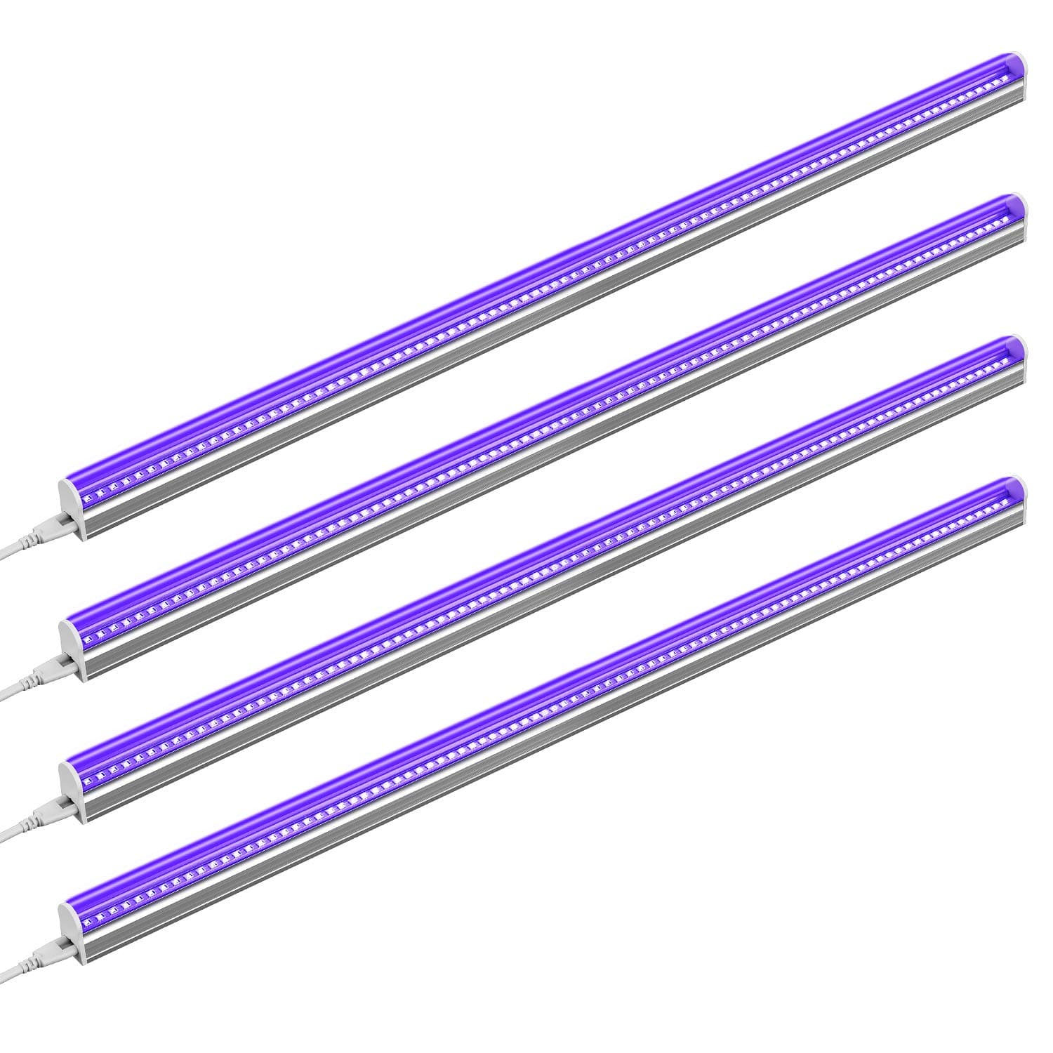 Onforu UV Black Light Bar, 22W 4ft LED Black Light Fixture, Intergreted T5 Blacklight with Switch, 4 Pack Neon Light Bar, Glow in The Dark Party Supplies for Body Paint, Fluorescent Poster, Christmas