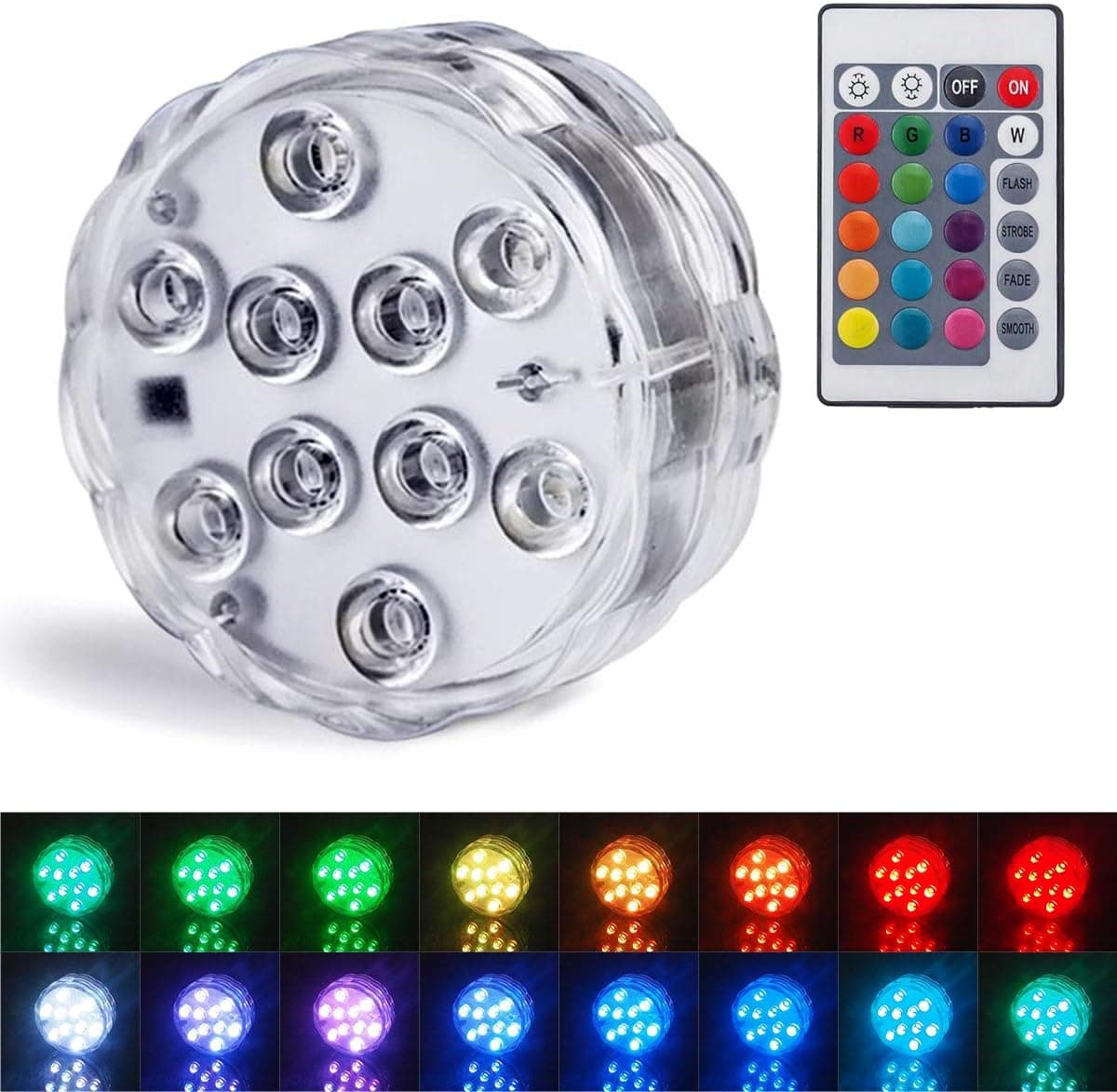 Pool Lights Submersible Led Lights with Remote Controlled Waterproof Underwater Lights 16 Colors Changing LED Decorative Lights for Floating Lighting Up Vase,Fish Tank,Wedding,Christmas (1 Pack)