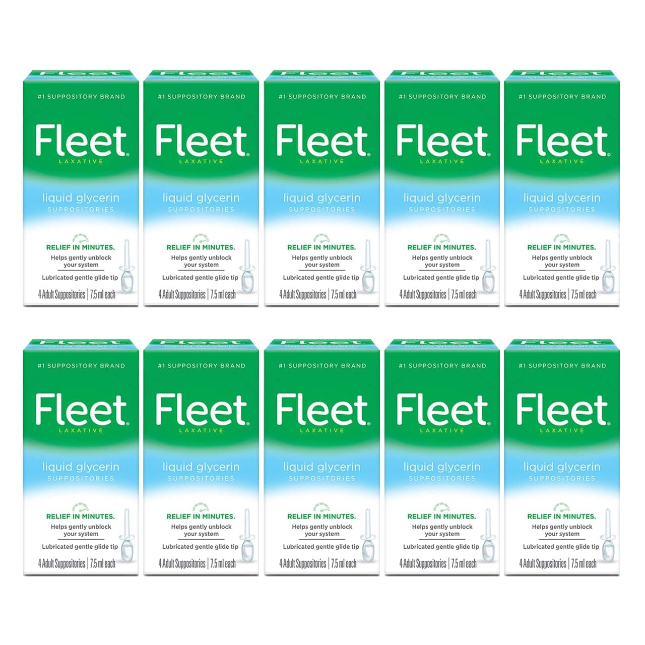 Fleet Liquid Glycerin Suppositories, 4 Count (Pack of 10)