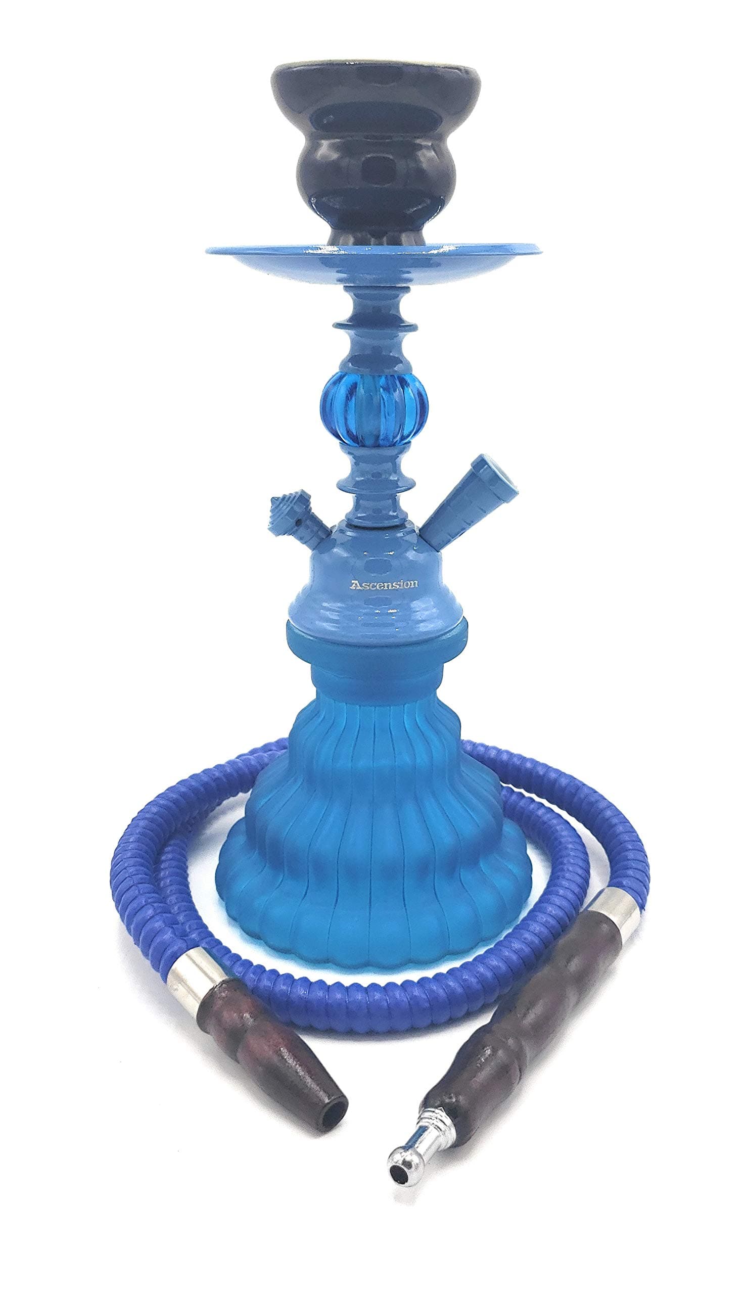 11 Inches Ascension Complete Hookah Set, Small Modern 1 Hose Hookah Kit with Hookah Accessories - Blue Hookah Set