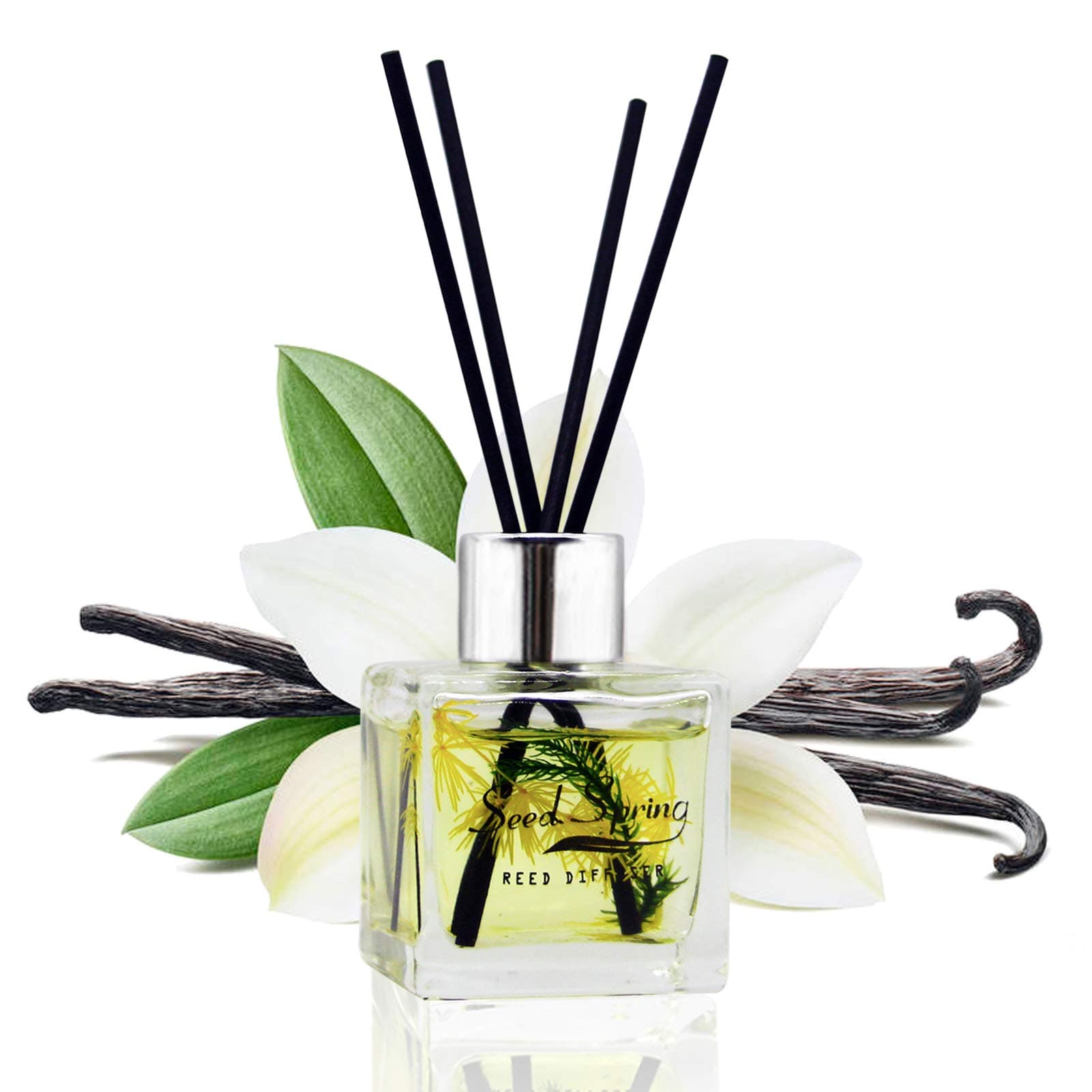 Reed Diffuser Set with Sticks,Vanilla Scent Oil for Bedroom Office Gym and Stress Relief, Home Fragrance Products 50 ml / 1.7 oz