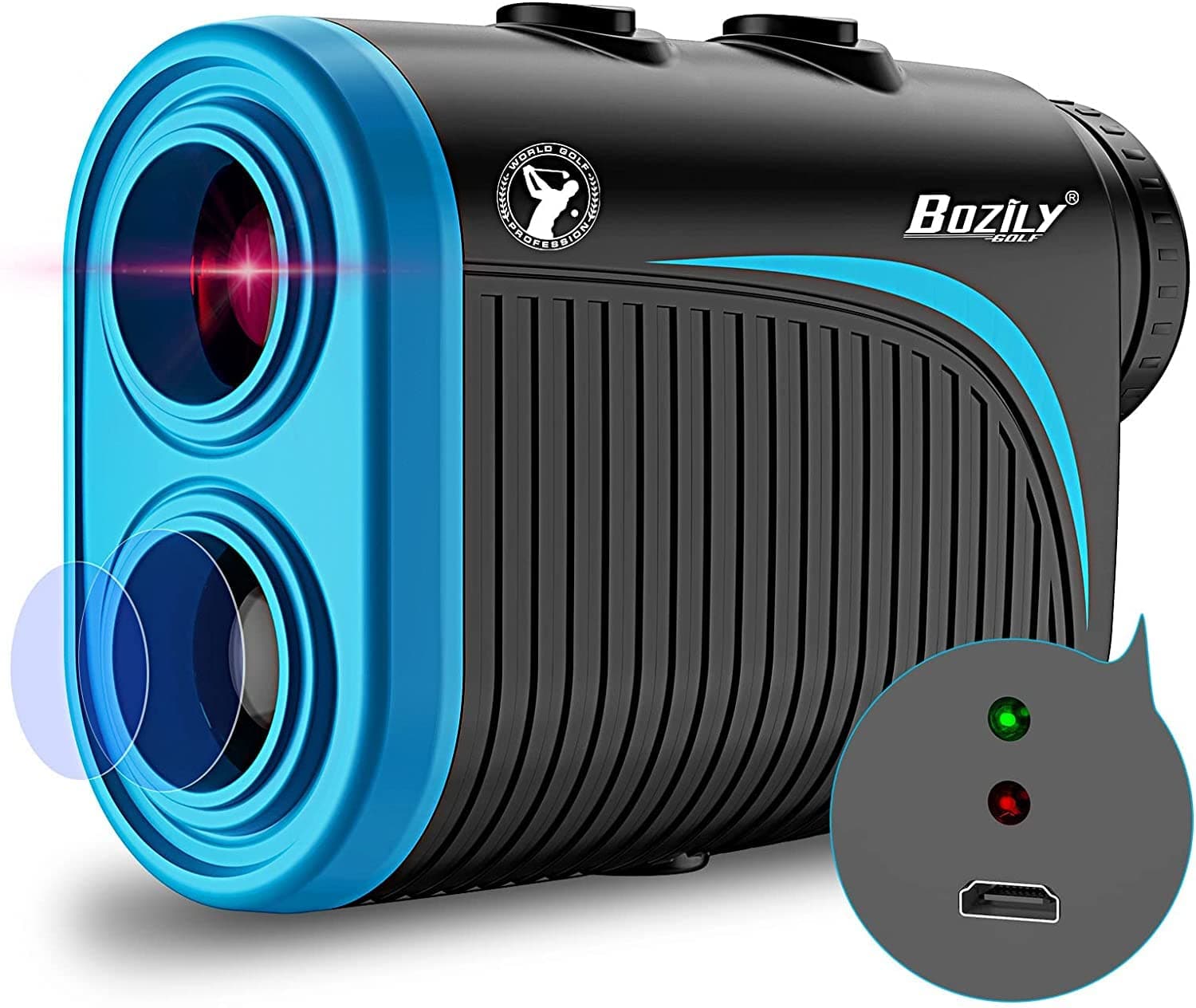 Bozily Golf Laser Rangefinder, Rechargeable Battery with Type-C Cable,6X Magnification Hunting Range Finder with Slope and Target-Lock Vibration Function (Blue)
