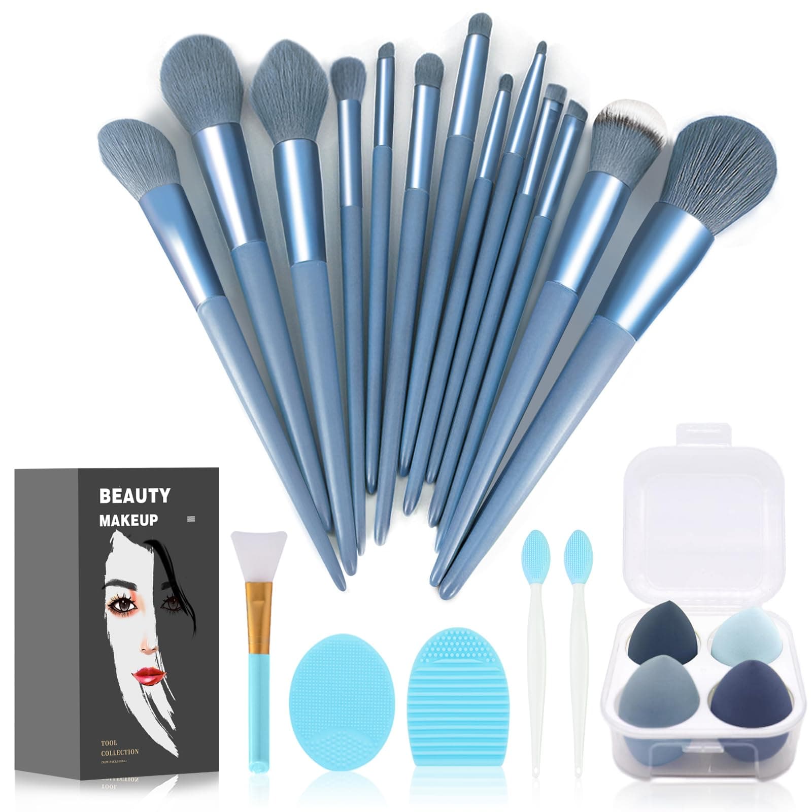 Makeup Brushes 22 Pcs Makeup Kit,Foundation Brush Eyeshadow Brush Make up Brushes Set (Blue, 22 Piece Set)