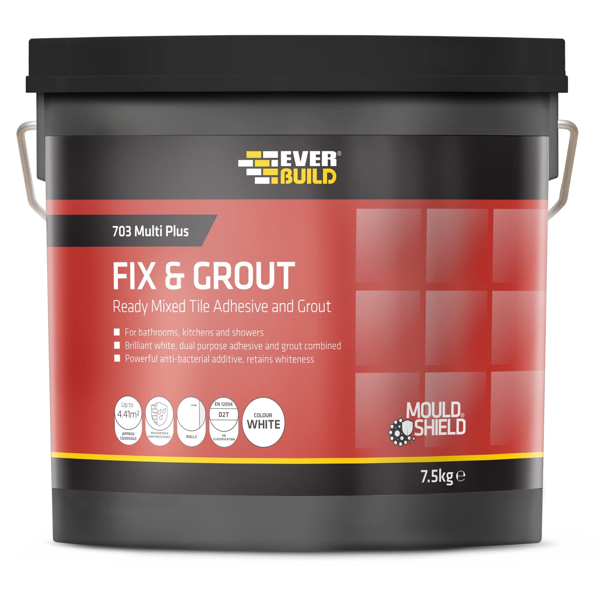 703 Fix And Grout Tile Adhesive – Ready Mixed – Anti-Mould – Water Resistant – High Strength – Brilliant White – 7.5kg