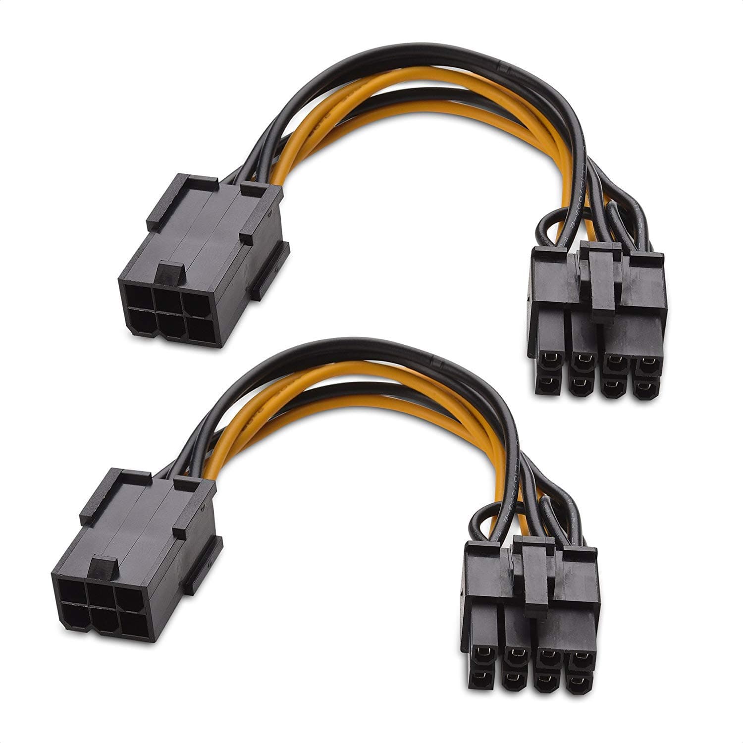 (2-Pack) 6-Pin PCIe to 8-Pin PCIe Adapter Power Cable - 10cm