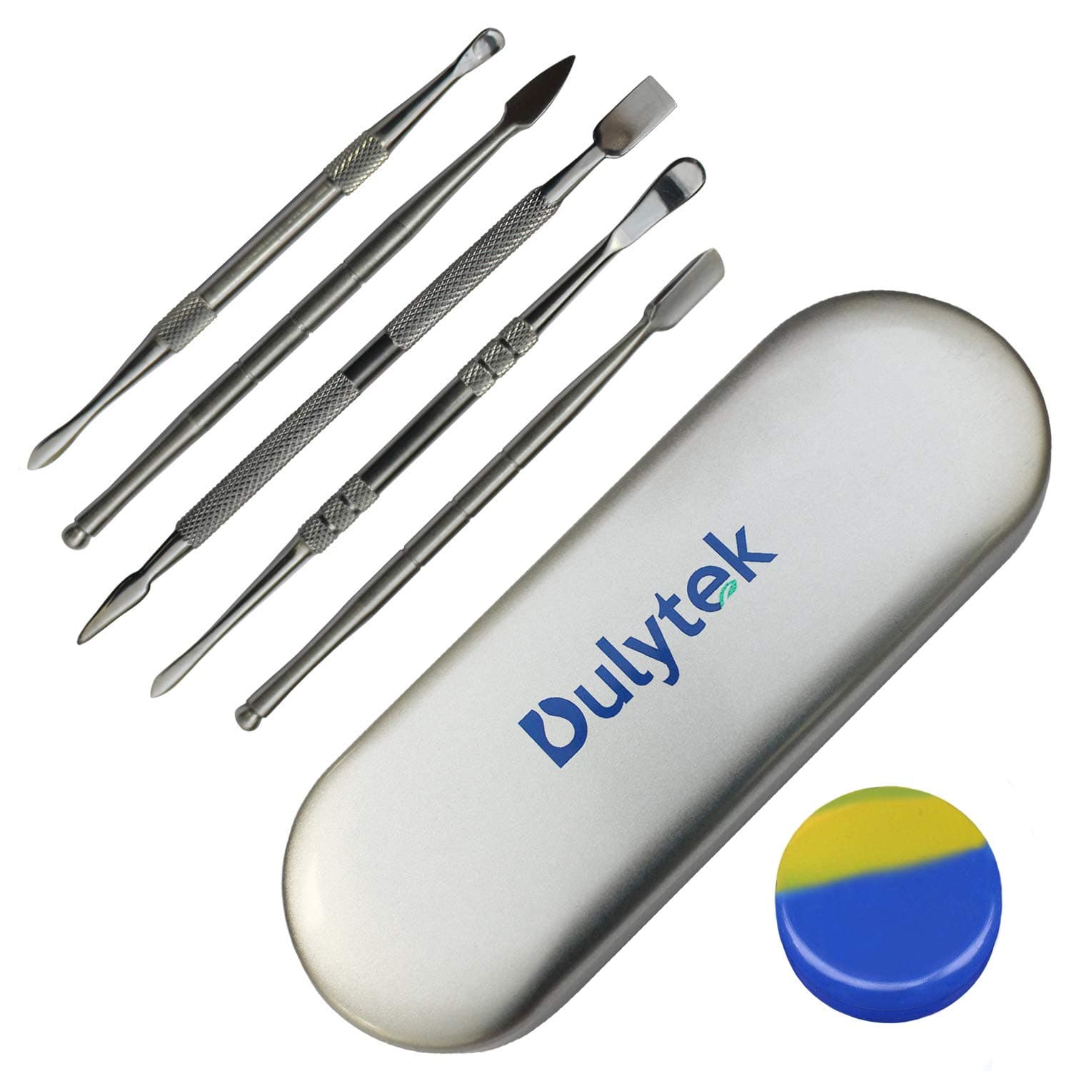 Dulytek 6-Piece Wax Carving & Collecting Tool Set with Silicone Jar and Metal Carrying Case