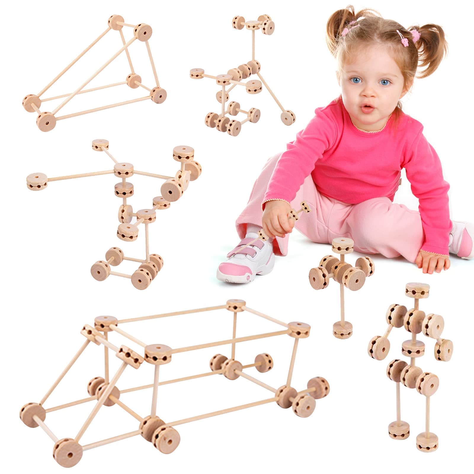 Uncle Nick Building Blocks for Kids Ages 4-8 Stem Toys Kit Educational Building Toys for Kids Ages 4 5 6 7 8, Creative Activities Games Superior Gift for Kid with 60 Pieces and 1 Blocks Storage Box