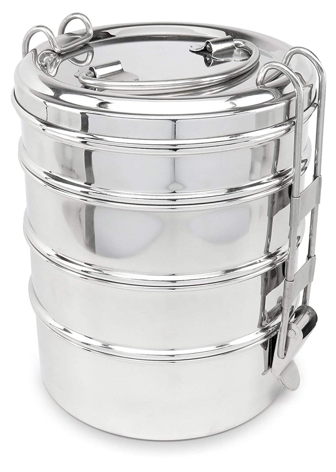 Stainless Steel Tiffin Style 4-Layer Round Stacking Lunch Box