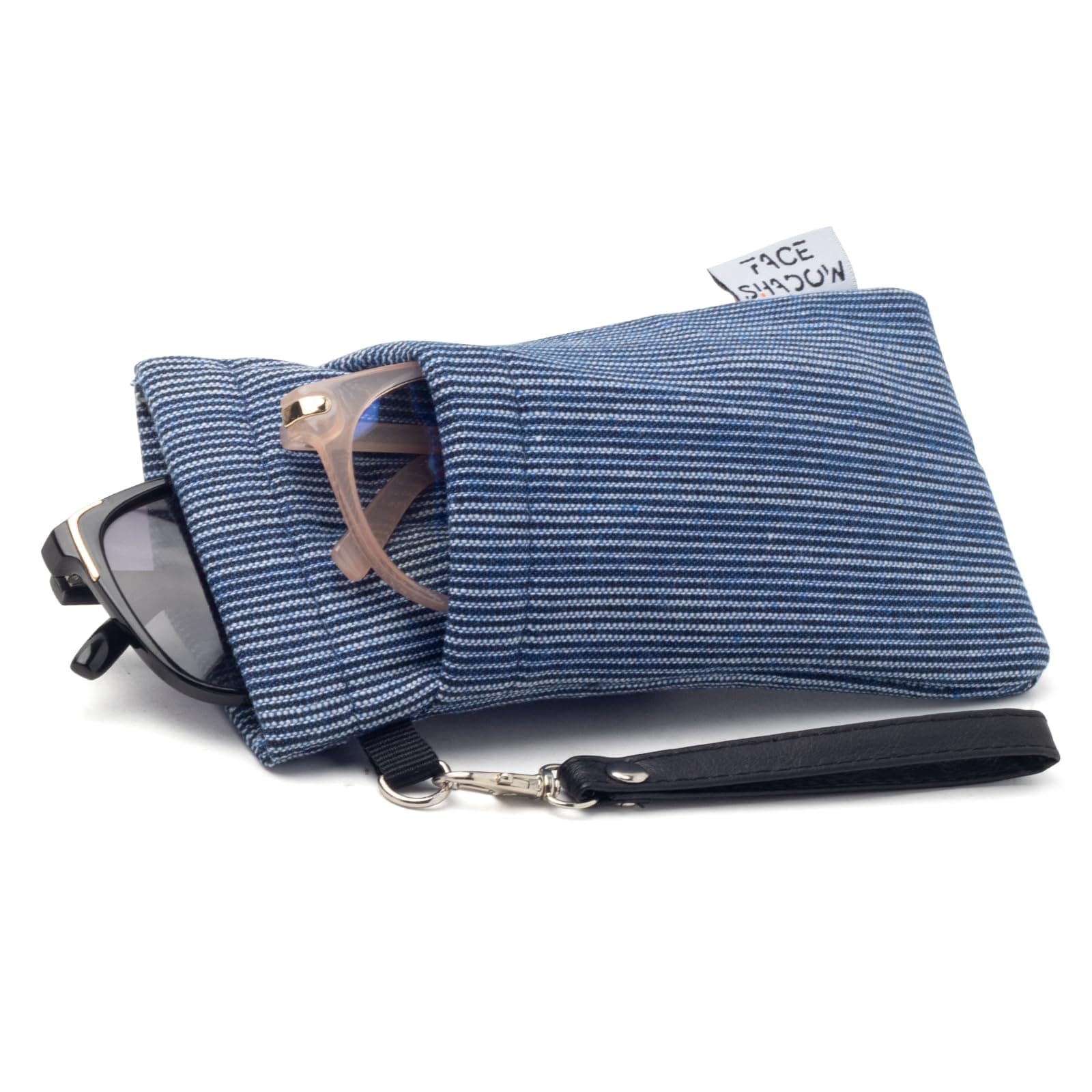 Double Glasses Case Soft Eyeglass Case For Women Men Squeeze Top Sunglasses Case With Cleaning Cloth