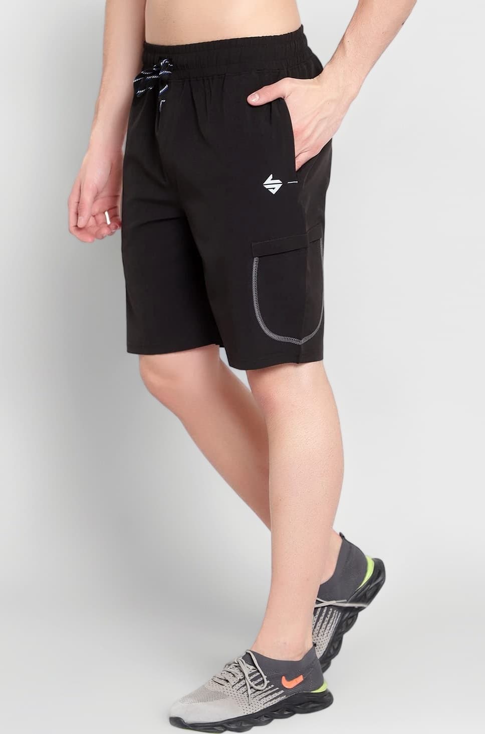 Men's Workout Exercise Shorts with Zipper Pocket, Elastic Waist Athletic Quick Dry Running Fitness & Lightweight.