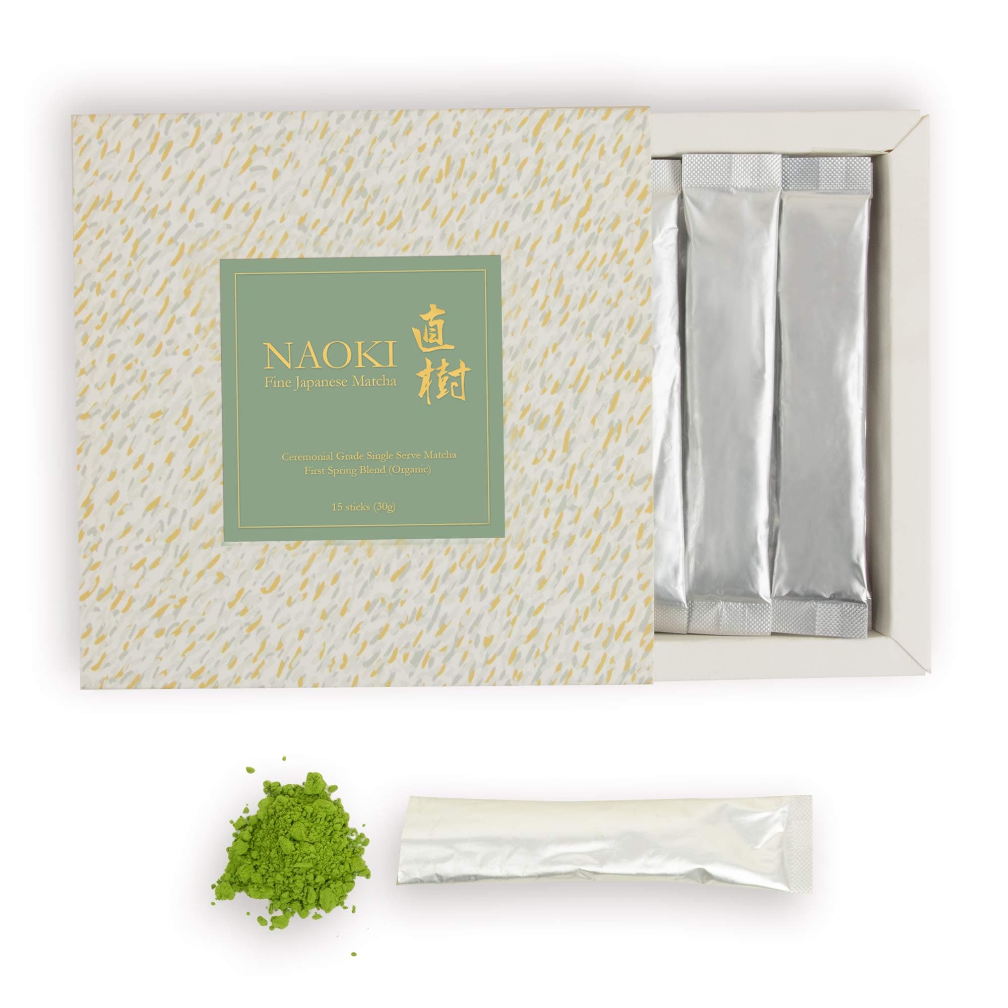 Single Serve Stick Pack Matcha - Authentic Japanese Matcha Green Tea Powder (Organic Ceremonial Blend 15 sticks x 0.7 ounces) from Kagoshima Japan