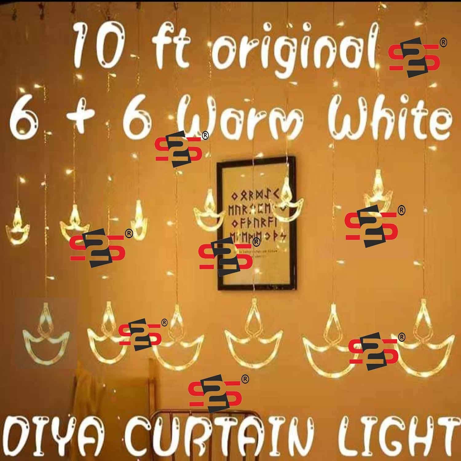 S2S Plastic String Lights Star Curtain Lights 12 Stars 138 Leds Window Lighting for Diwali, Christmas, Colorful, Warm White